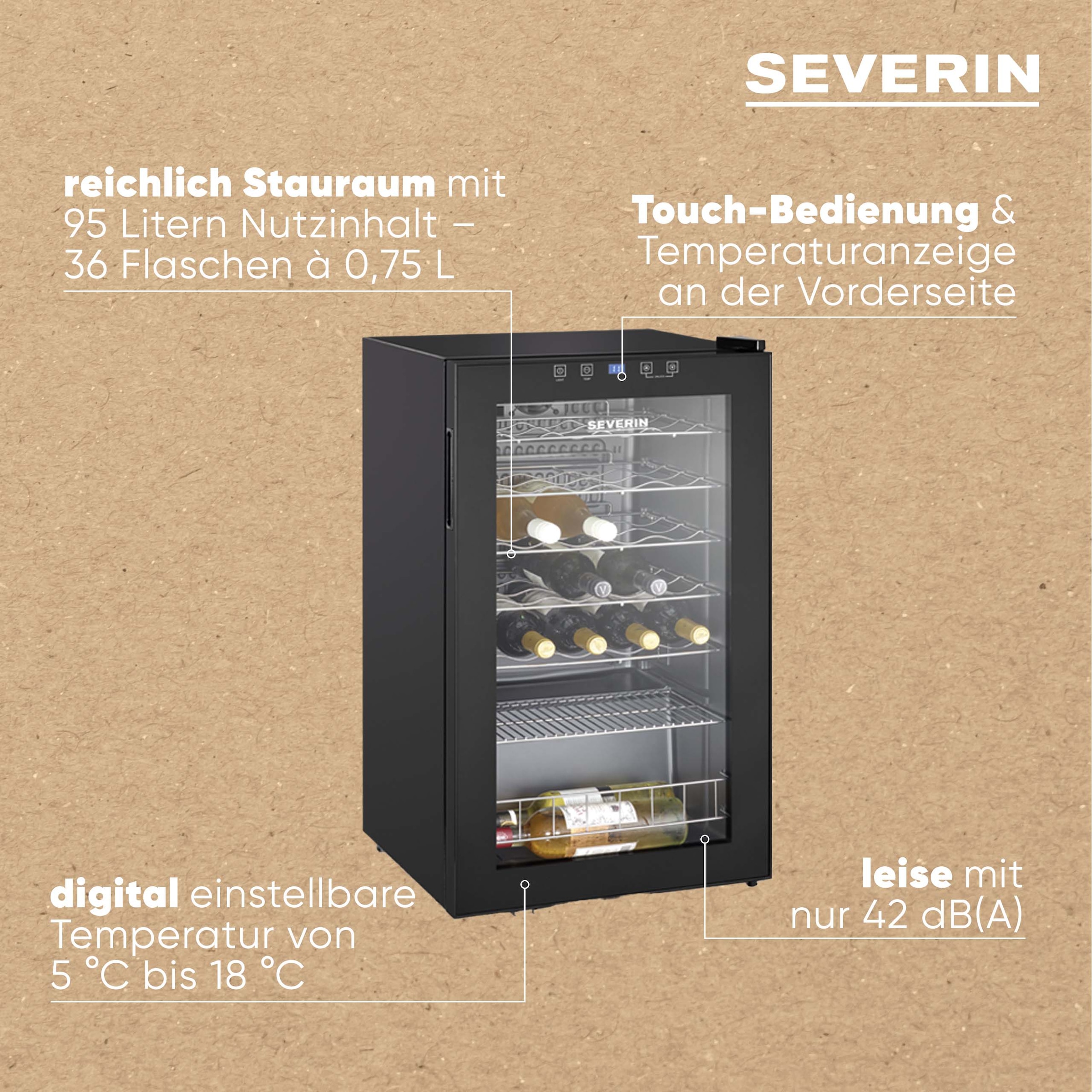 Severin Weinkühlschrank »WKS 8908«, für 36 St. Standardflaschen á 075l
