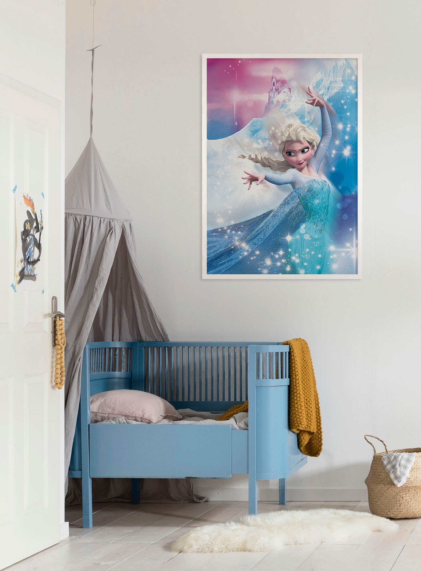 Komar Bild mit Rahmen »Bilderrahmen Holz White mit Wandbild "Frozen 2 Elsa Action" als Set«