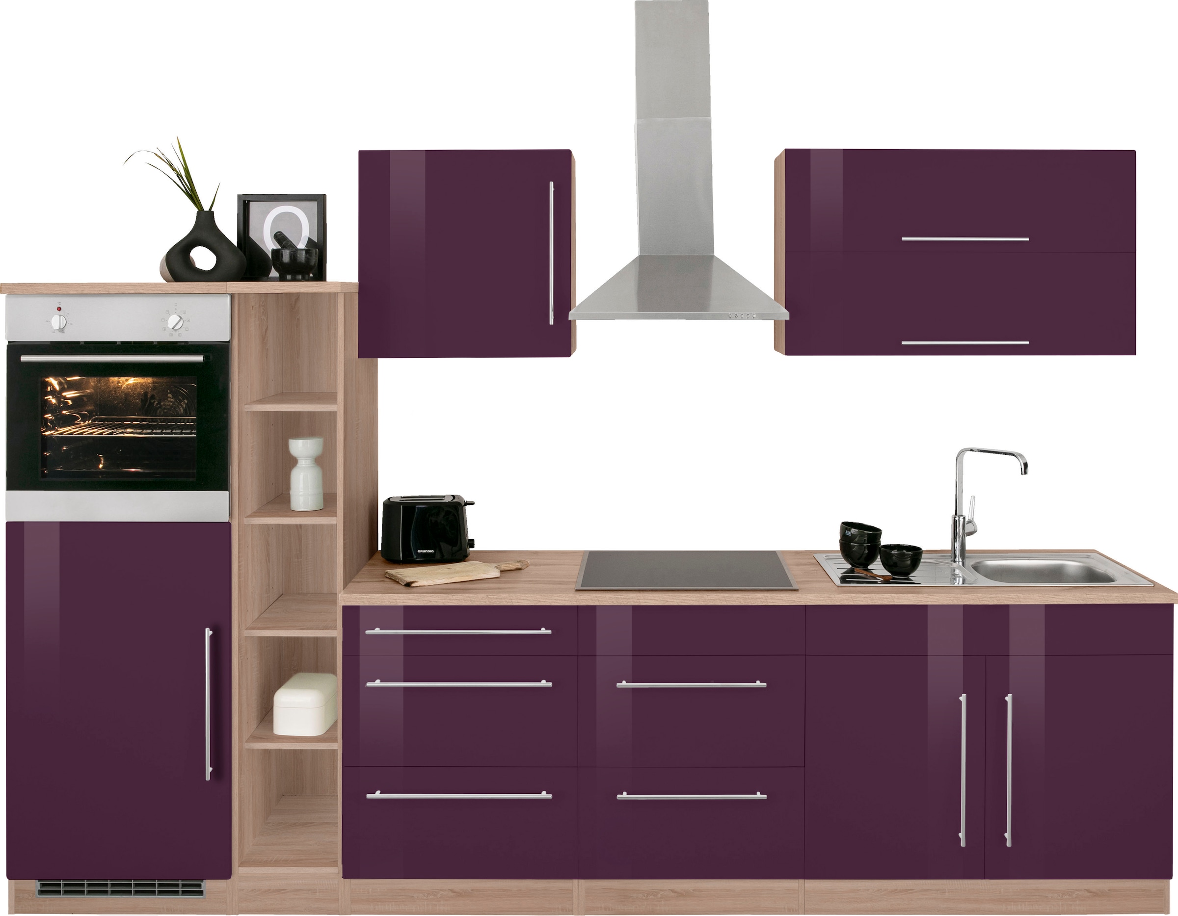 Kochstation Küchenzeile »KS-Samos«, mit E-Geräten, Breite 300 cm