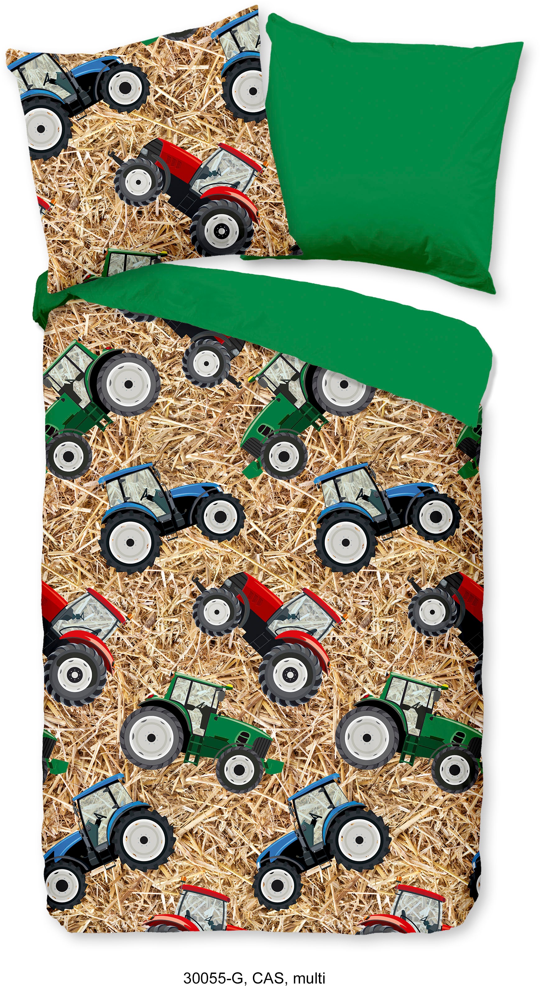 good morning Kinderbettwäsche »Cas«, Baumwolle, 135x200, Reißverschluss, Wendeoptik, Kind, Junge, Traktor