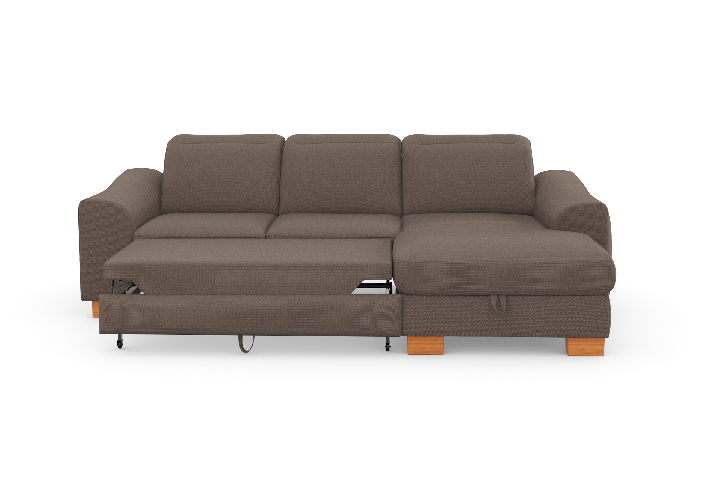 sit&more Ecksofa »Dundee L-Form«, mit Federkern und Massivholzfüßen, wahlweise mit Kopfteilverstellung