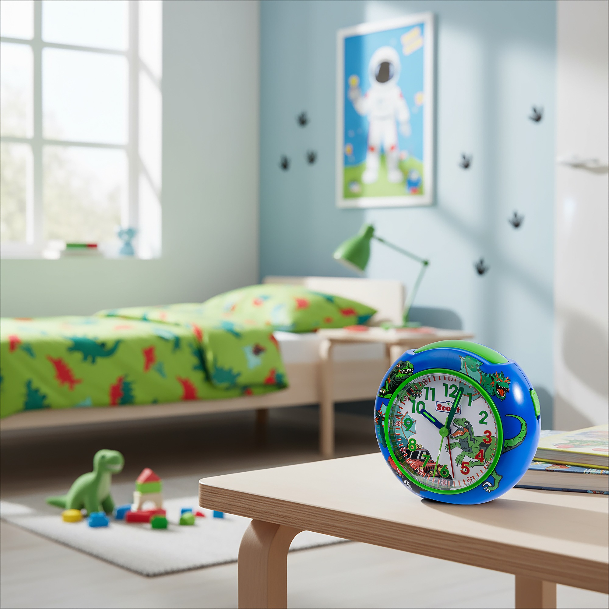 Scout Kinderwecker »Pics« Quarzwecker, Lernwecker, Geschenkidee, Kinderzimmer, Schulanfang, Dino