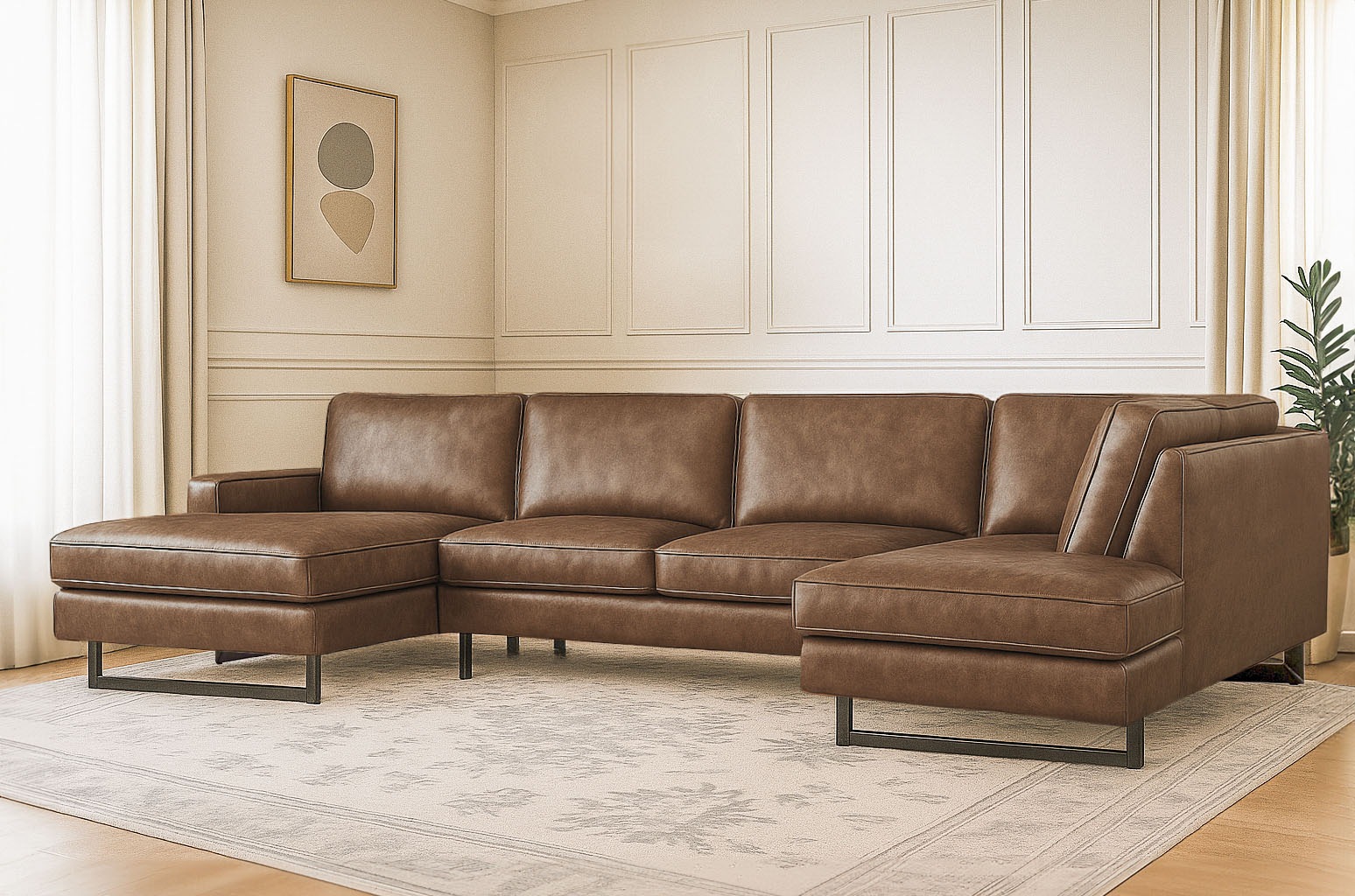 PLACES OF STYLE Wohnlandschaft »Pinto, 350 cm, U-Form, XXL, mit Ottomanen« günstig online kaufen