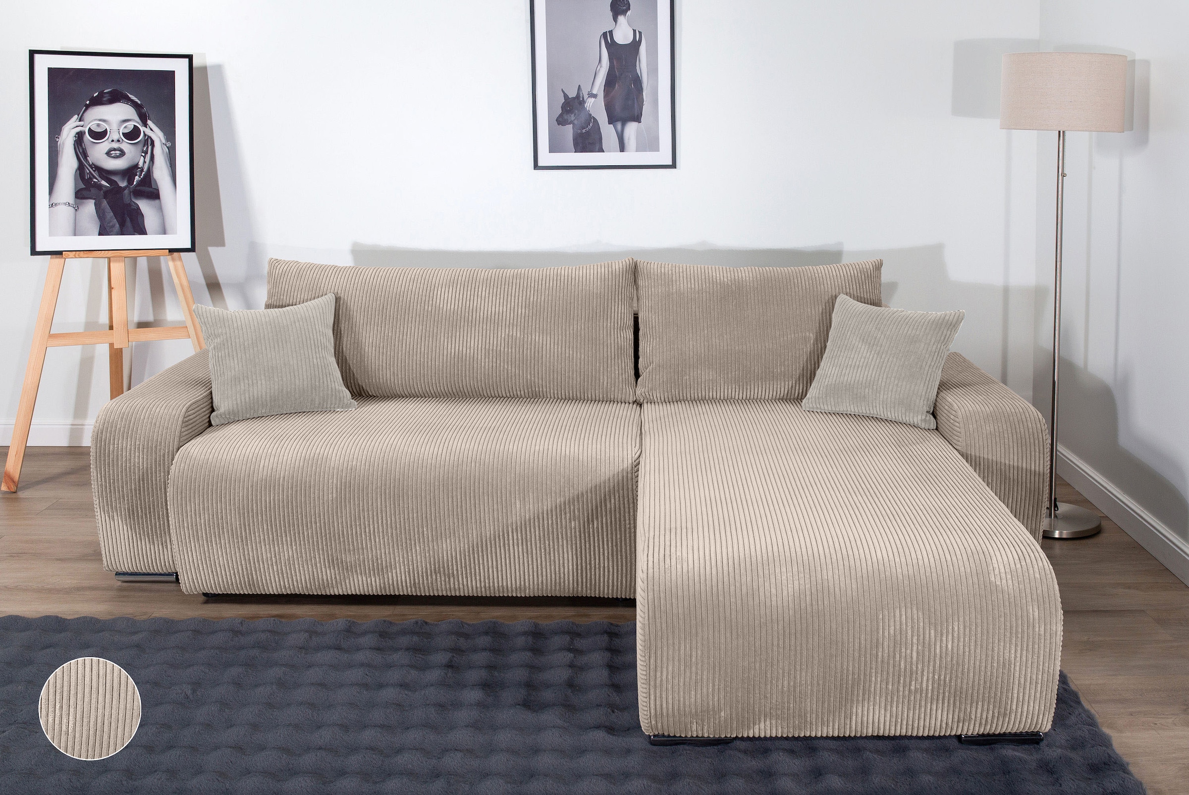COLLECTION AB Ecksofa »Pia, L-Form, Breite 237 cm, mit Schlaffunktion« günstig online kaufen