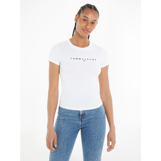 Tommy Jeans T-Shirt »Slim Tee Linear Logo Shirt«, mit Logostickerei online  bei