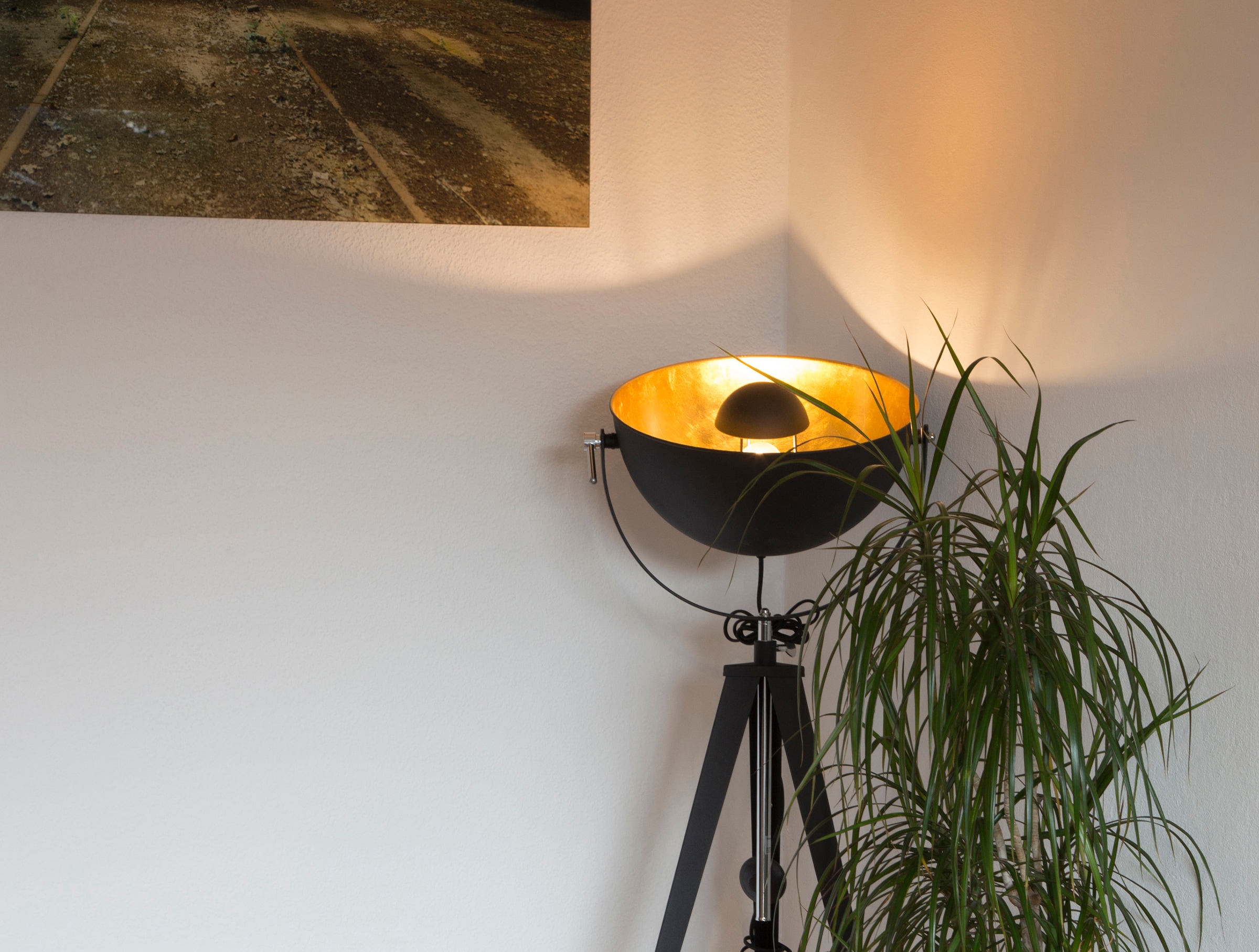 Leonique Stehlampe »Elenoire«, 1 schwarz / bestellen verstellbar, flammig-flammig, Rechnung goldfarben Höhe Stehleuchte, auf