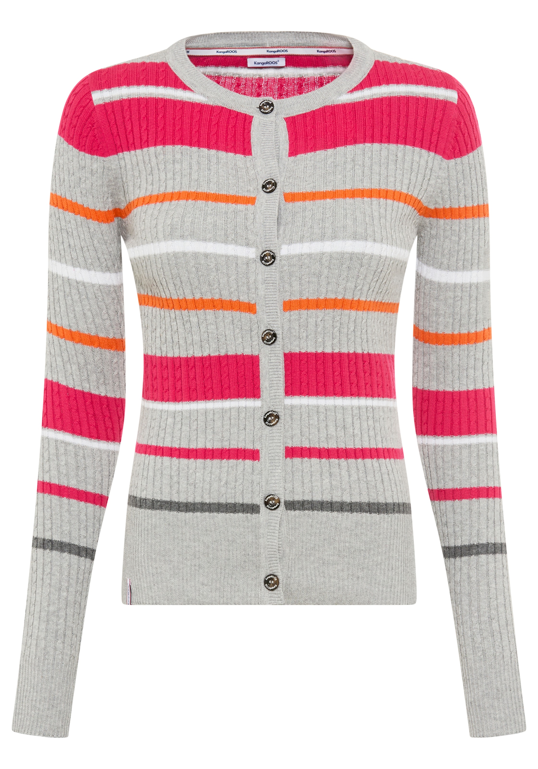 KangaROOS Strickjacke mit Zopfmuster und Streifen