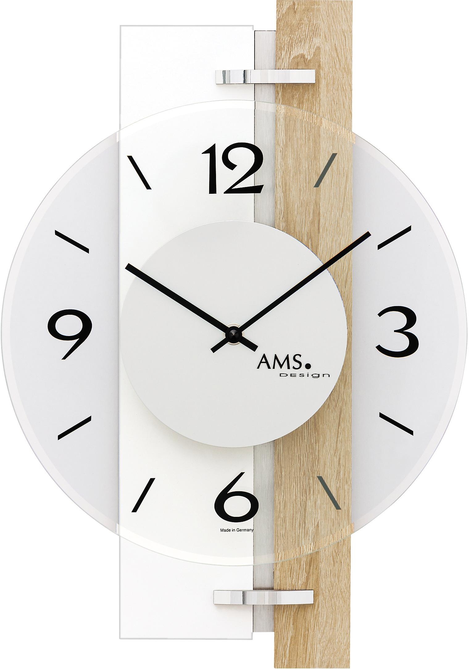 AMS Wanduhr »W9557«, Quarzuhr,Holz,Wohnzimmer,Esszimmer,Küche,Arbeitszimmer günstig online kaufen