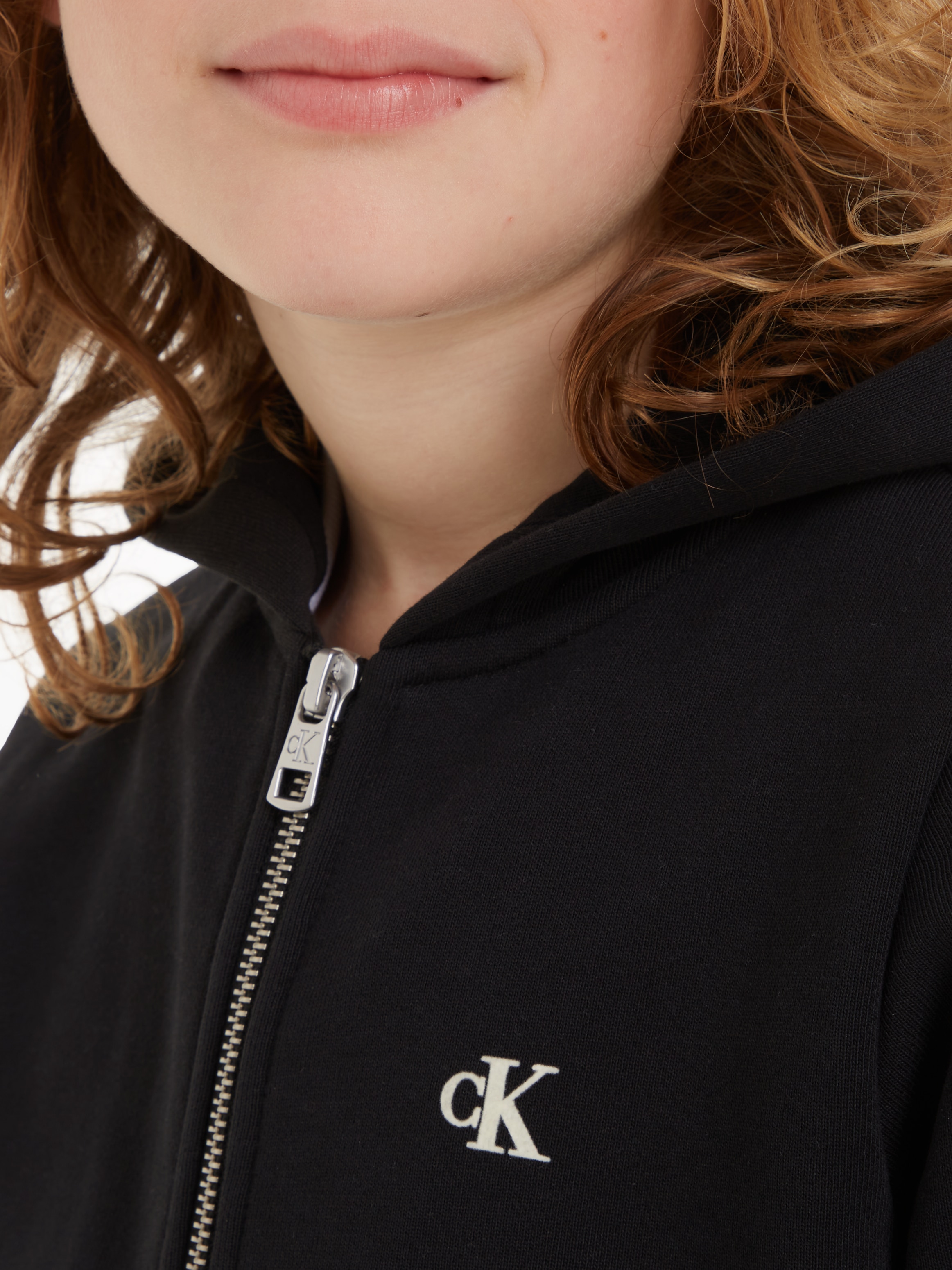 Calvin Klein Jeans Sweatjacke »MINI HERO FLOCK ZIP-THROUGH«, für Kinder bis 16 Jahre und Markenlabel