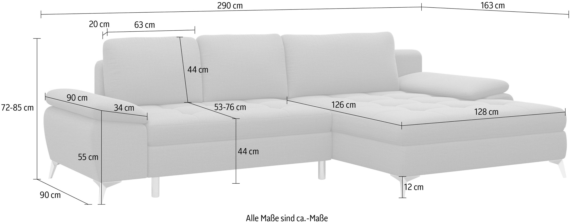 sit&more Ecksofa »Latigo L-Form«, mit Mega-Recamiere, wahlweise mit Bettfunktion und Bettkasten