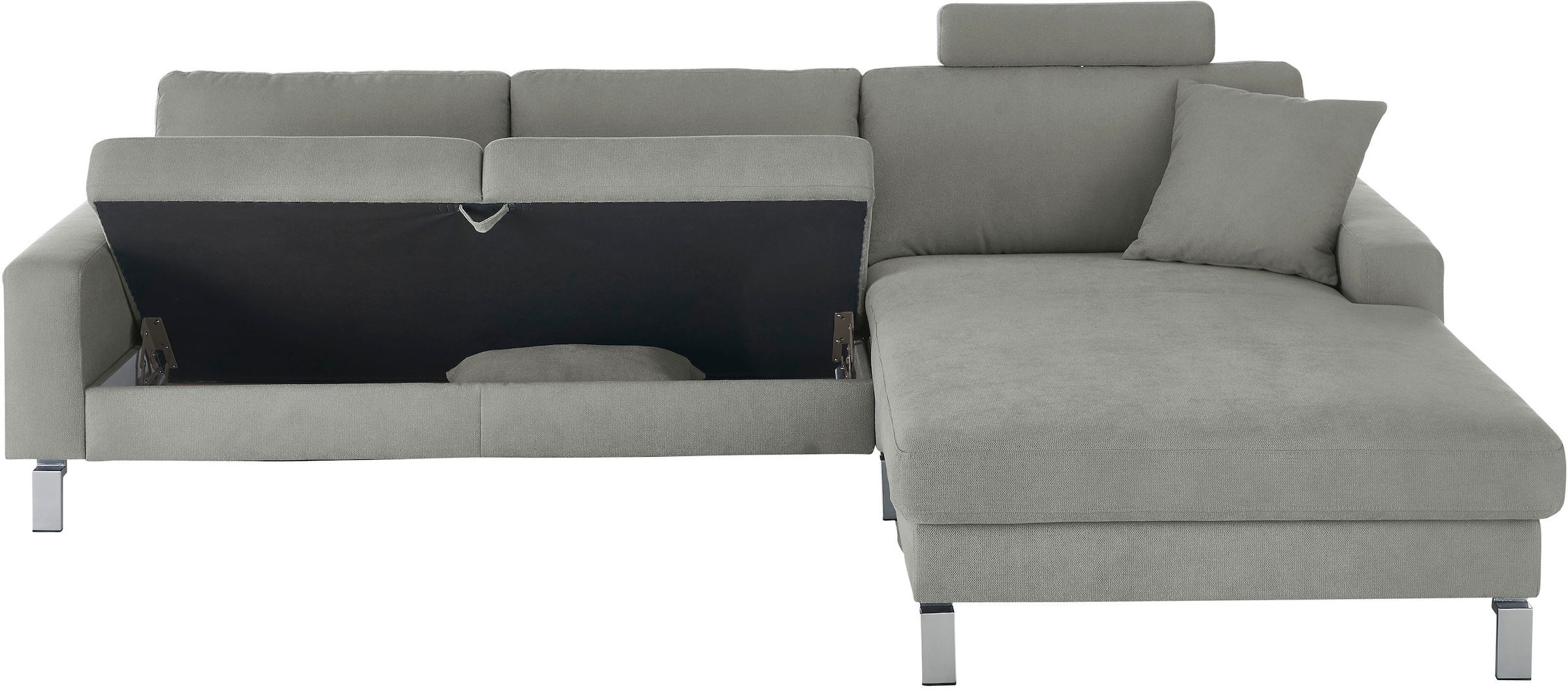 3C Candy Ecksofa »Lecce, wahlweise PUR-Schaumstoff oder Tonnentaschenfederkern«, Bett im 2,5-Sitzer, teilmotorische Schlaffunktion im Longchair, L-Form