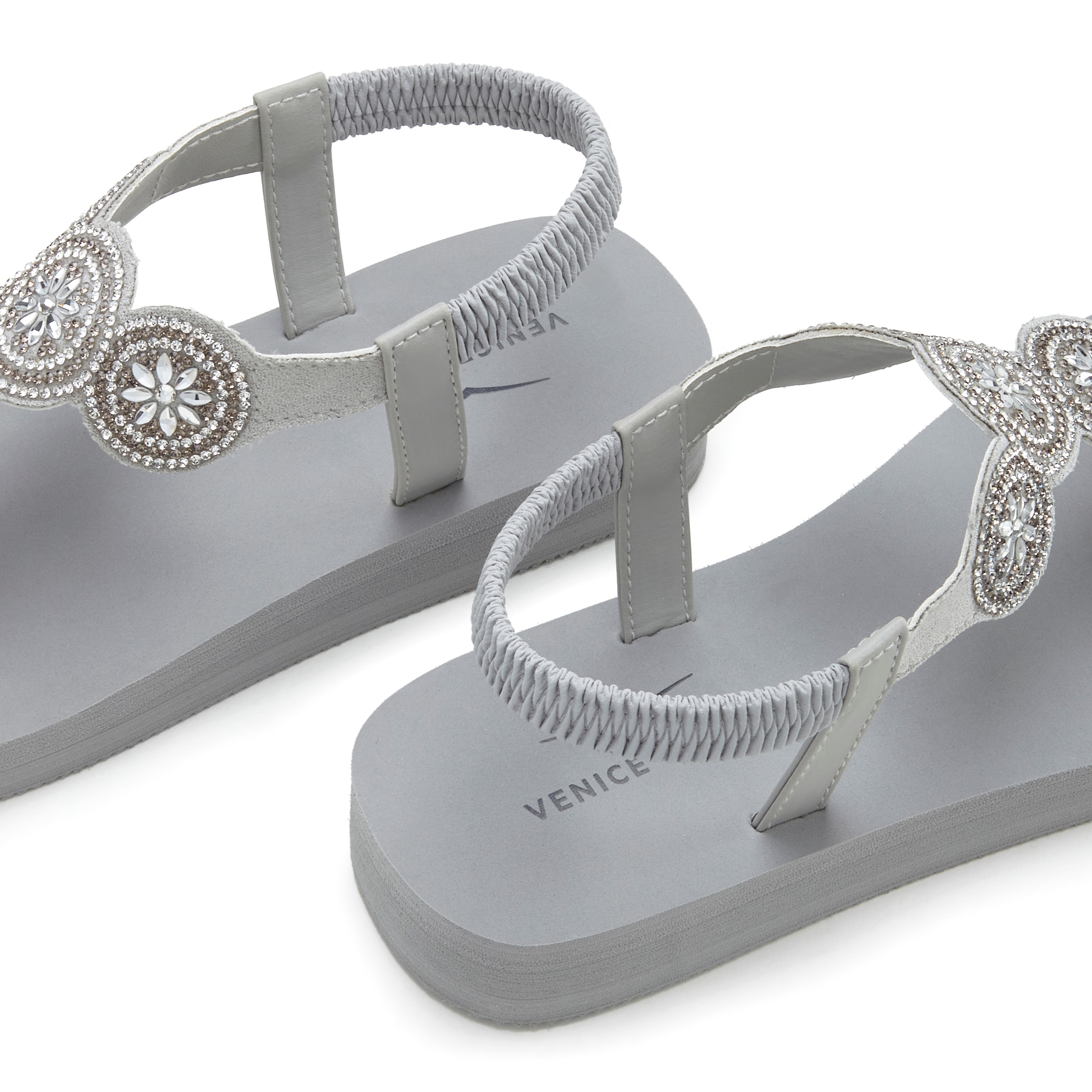 Venice Beach Zehensteg-Sandale, ultraleicht mit Glitzerdetails VEGAN