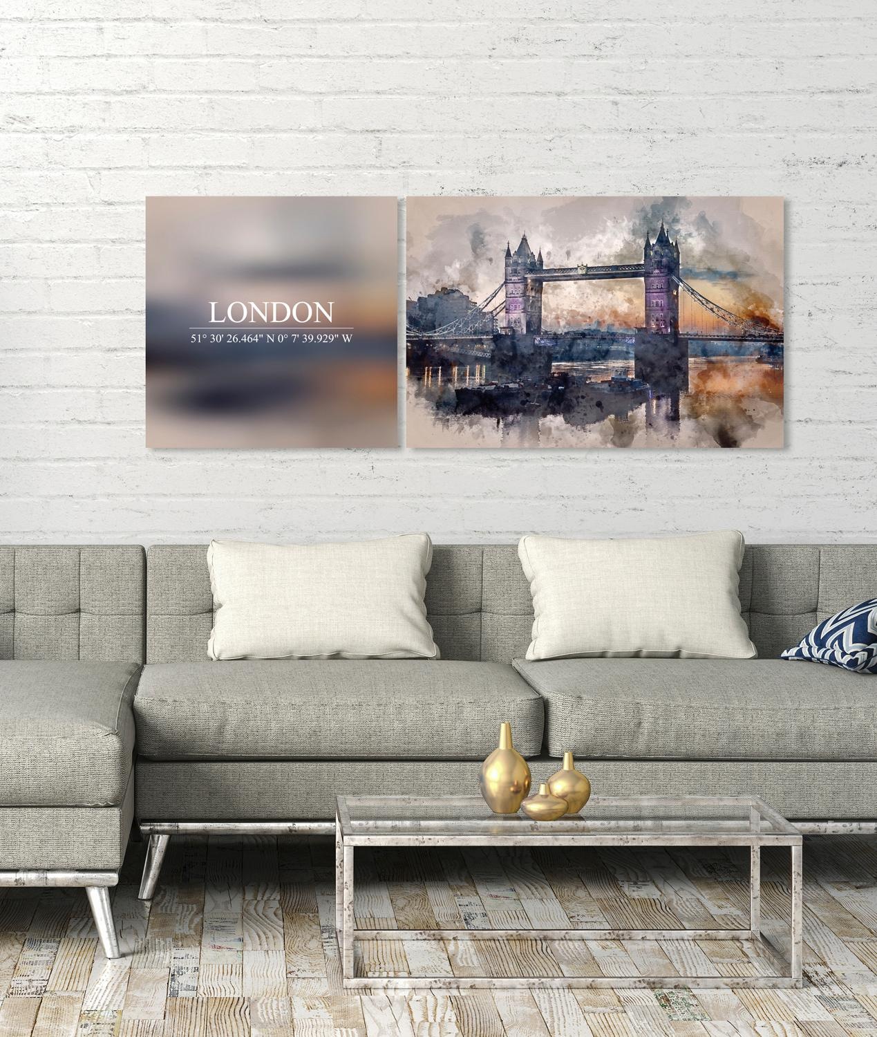 queence Leinwandbild »London«, Elemente der Architektur-London-Kunst-Sprüch günstig online kaufen