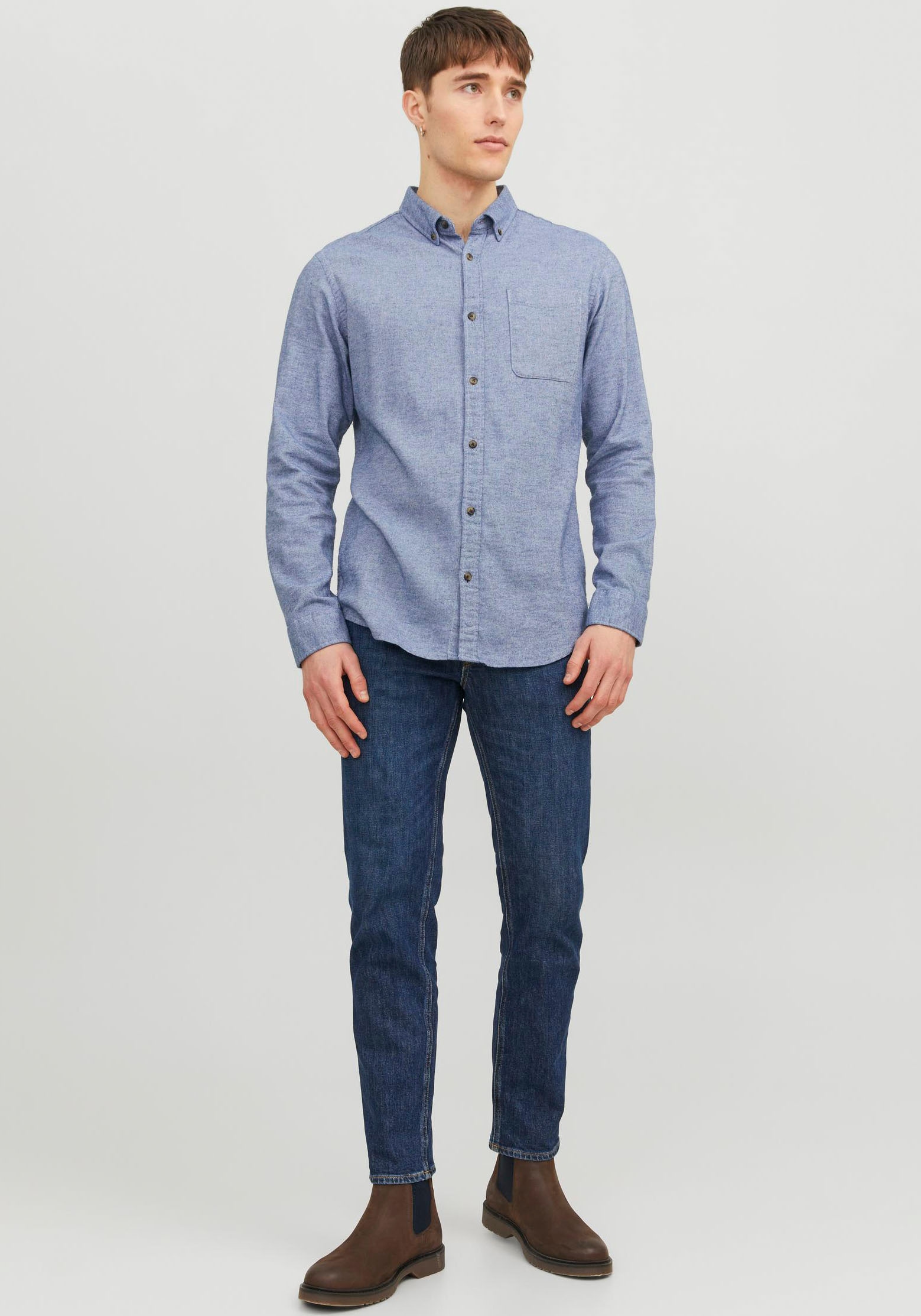 Jack & Jones Langarmhemd »JJECLASSIC MELANGE SHIRT LS SN«