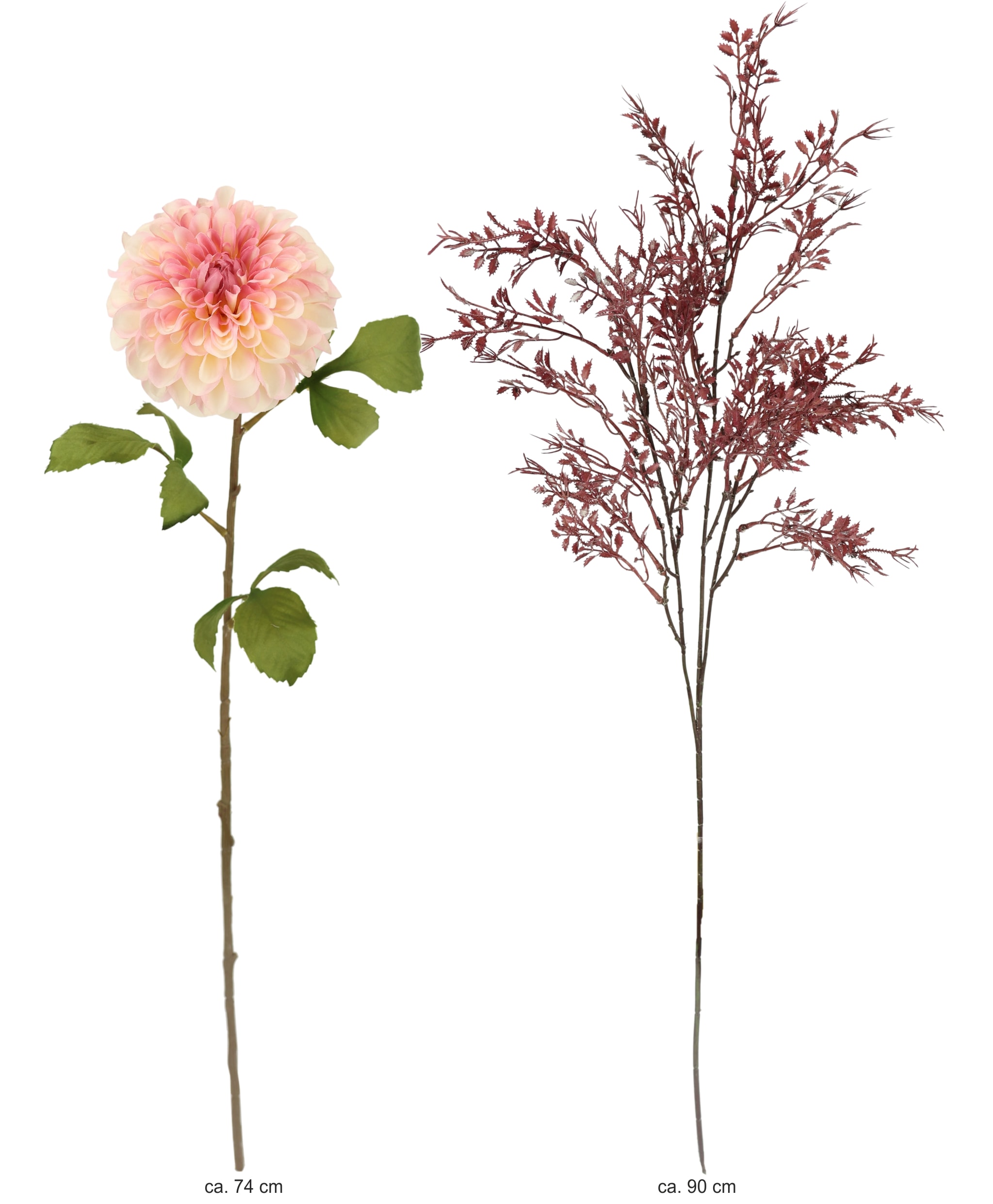 I.GE.A. Kunstblumenstrauß »Kunstblumen Set Dahlie1«, Mit Dekozweig 74 cm hoch Blumen Arrangement Seidenblumen Einzelblumen