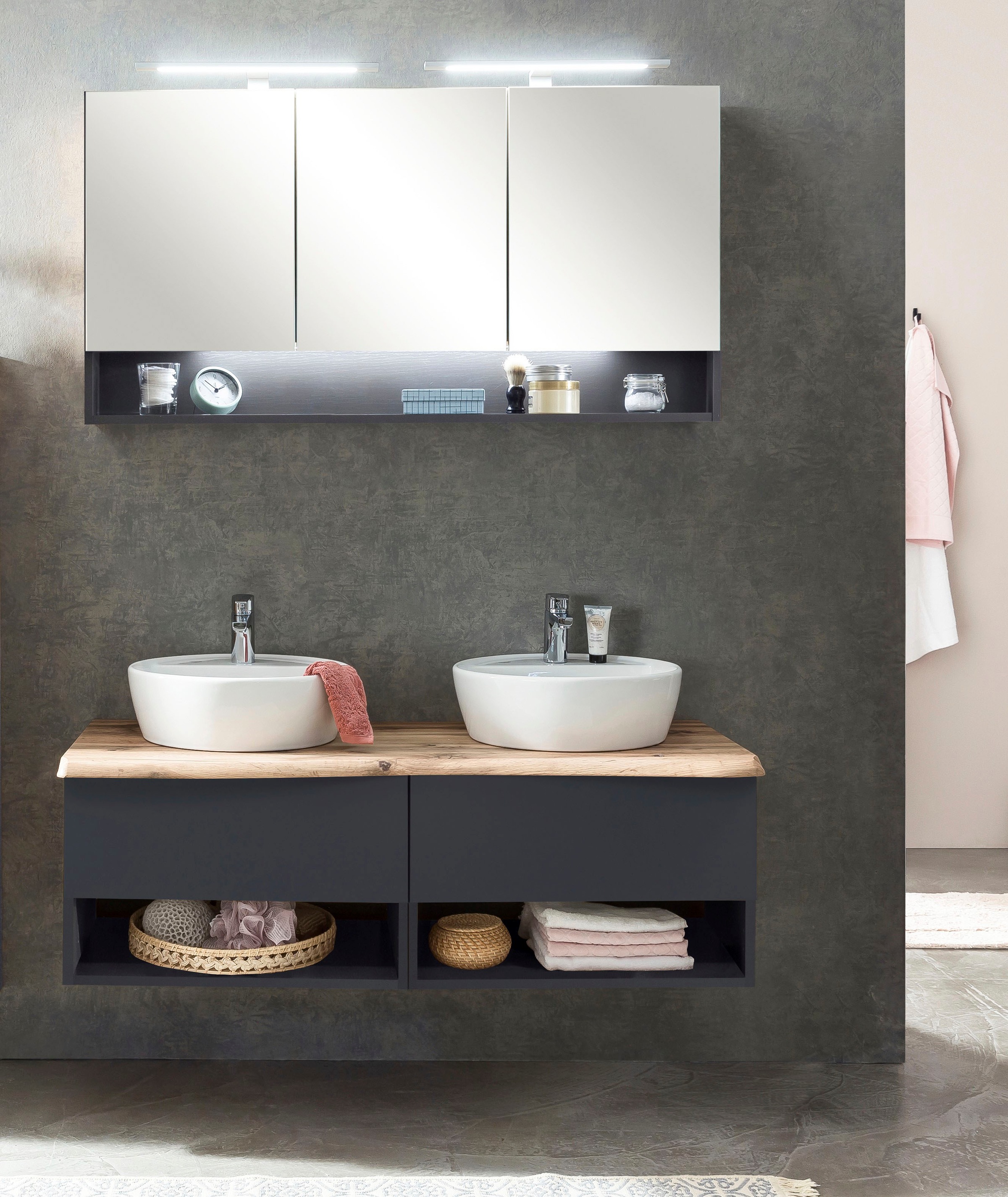 welltime Badmöbel-Set »Stubach« Spiegelschrank und Waschtisch, 2 Stk. tlg. günstig online kaufen