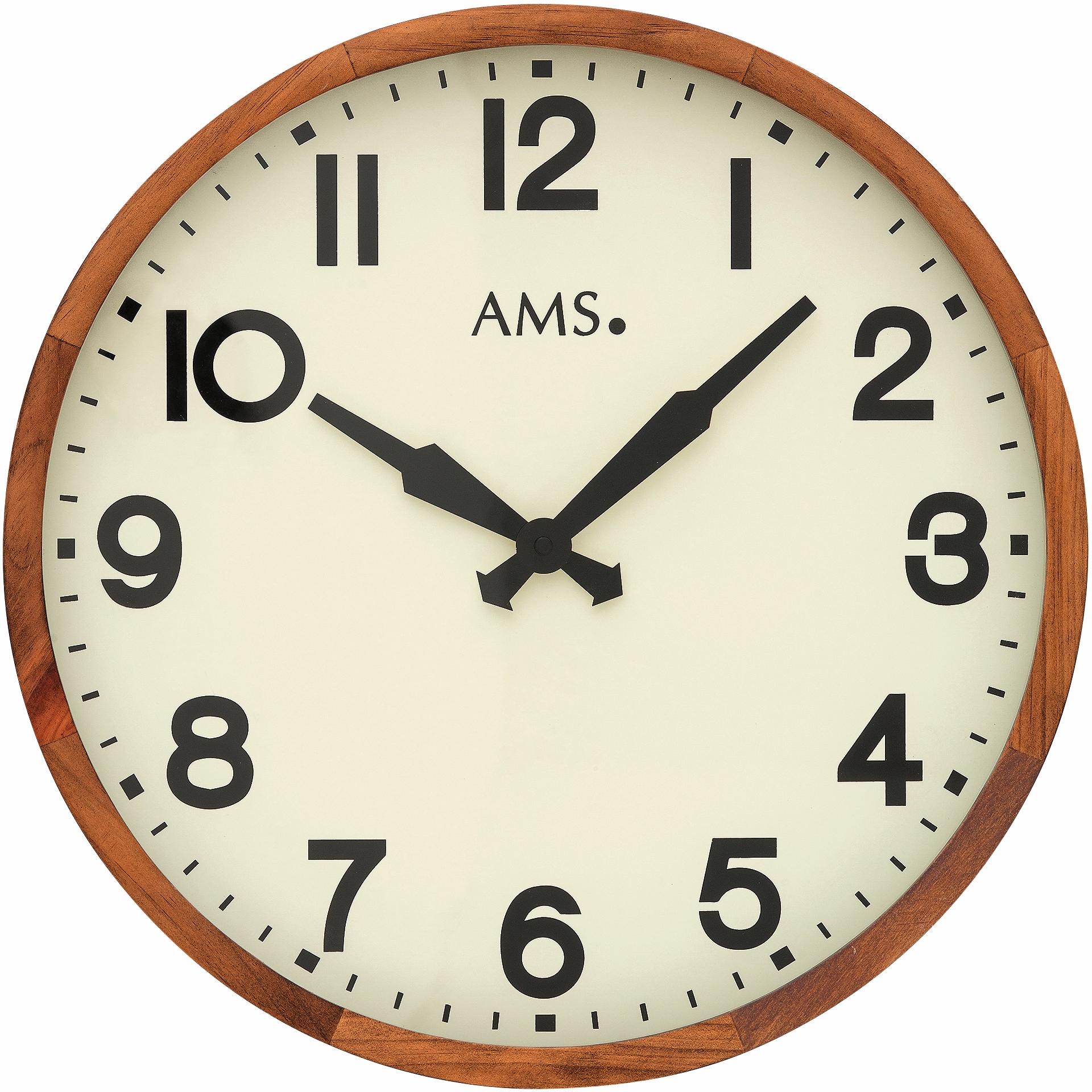 AMS Wanduhr »W9535«, Quarzuhr,Holz,Esche,Wohnzimmer,Esszimmer,Küche,Arbeitszimmer,Büro,Flur