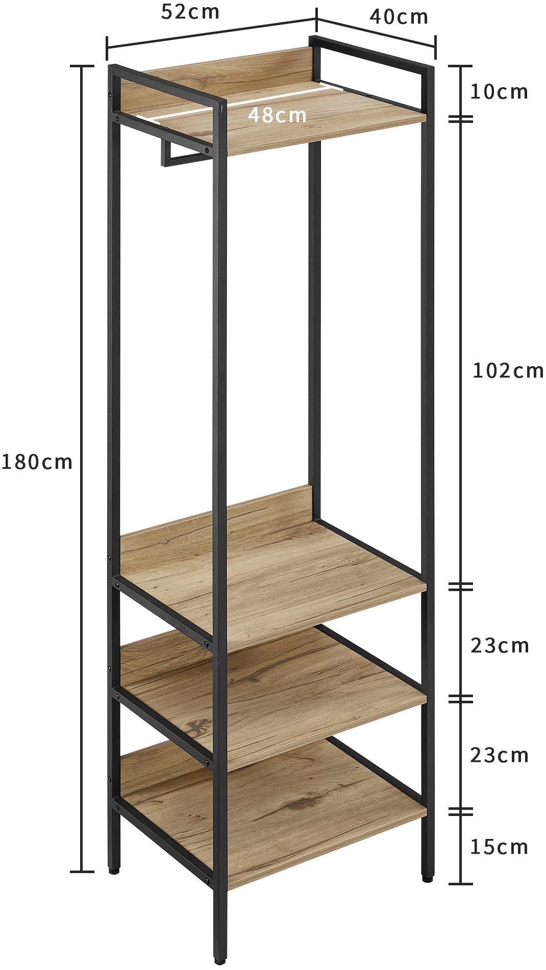 OTTO home Garderobenschrank »Tayler«, pflegeleichte Melaminoberfläche, Metallgestell, natürliche ABS-Kanten