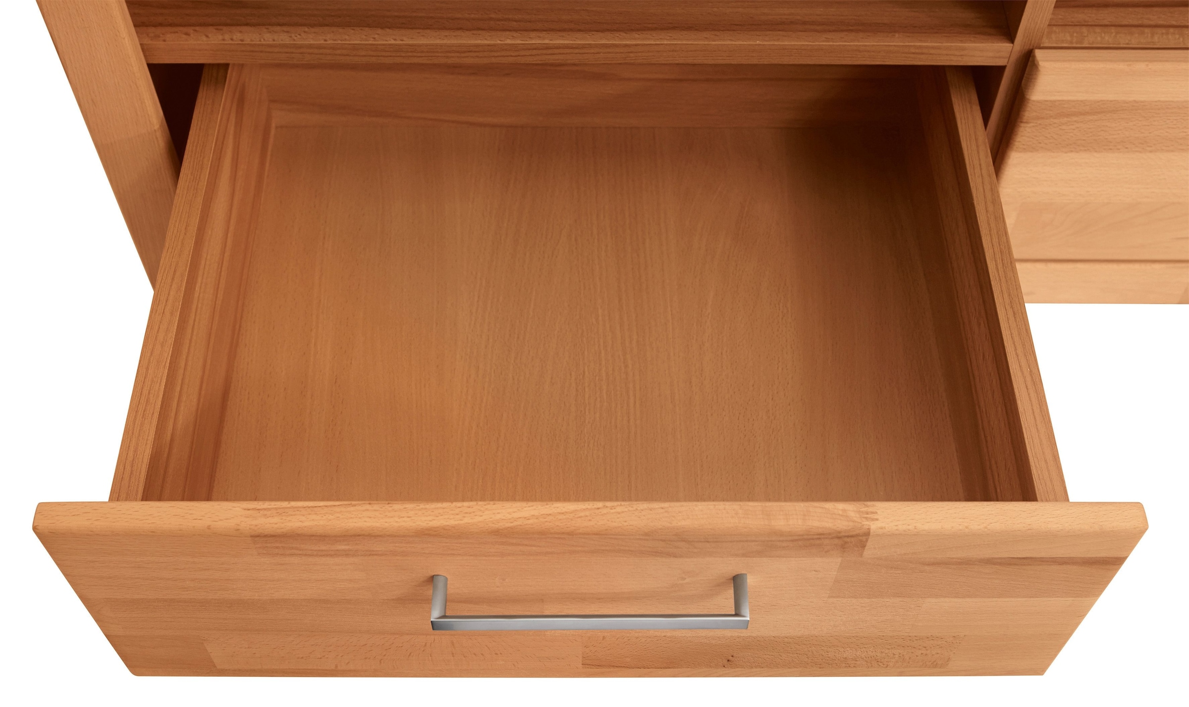 Home affaire Lowboard »Logo,130cm breit,42 cm tief, Fronten Massivholz, Kabeldurchführung«, Holz massiv, Holzwerkstoff, Metall Griffe,2 Schubladen
