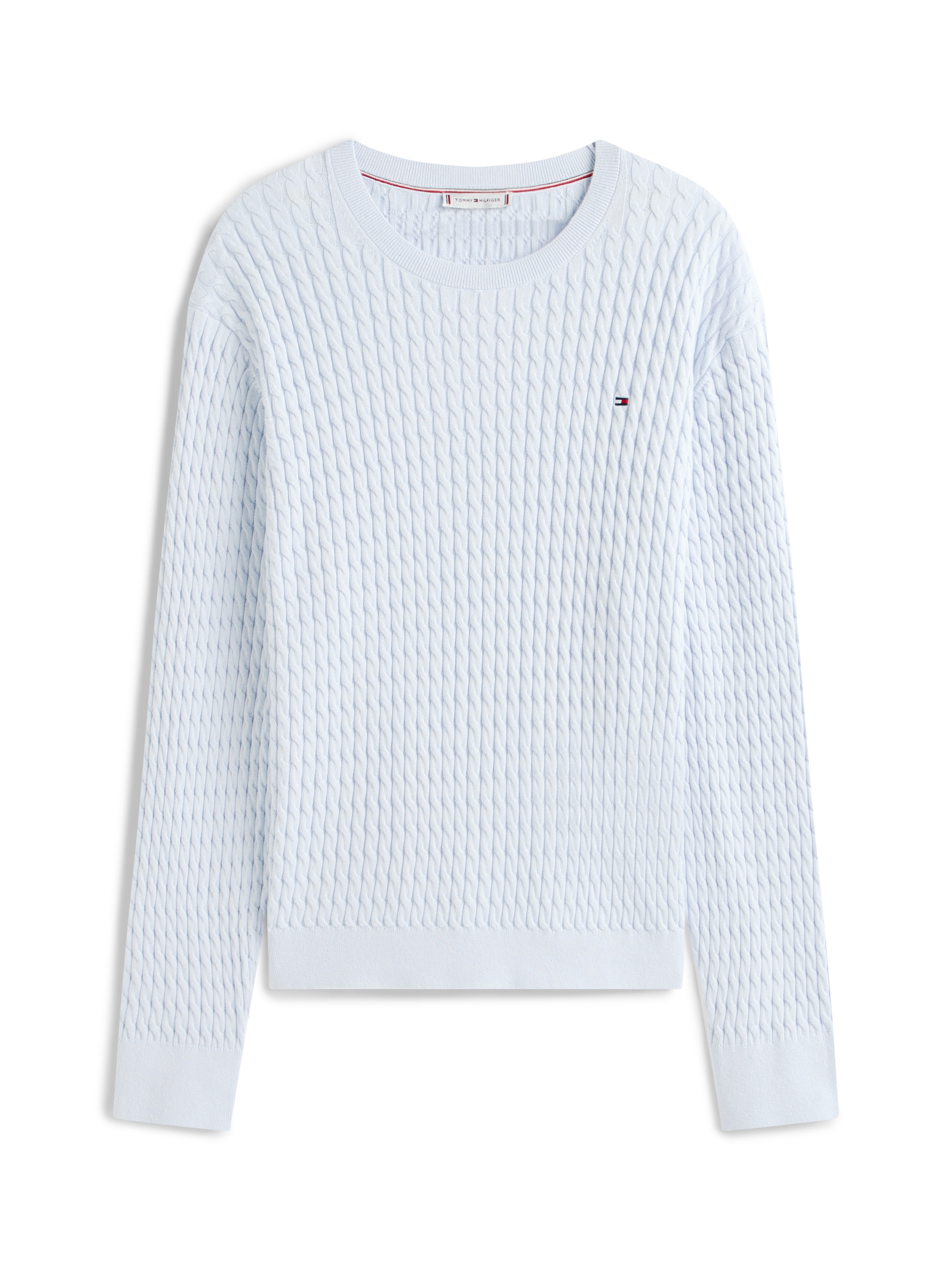 Tommy Hilfiger Curve Rundhalspullover »CRV CO CABLE FINE GG CNK SWEATER« in großen Größen, mit Zopfmuster