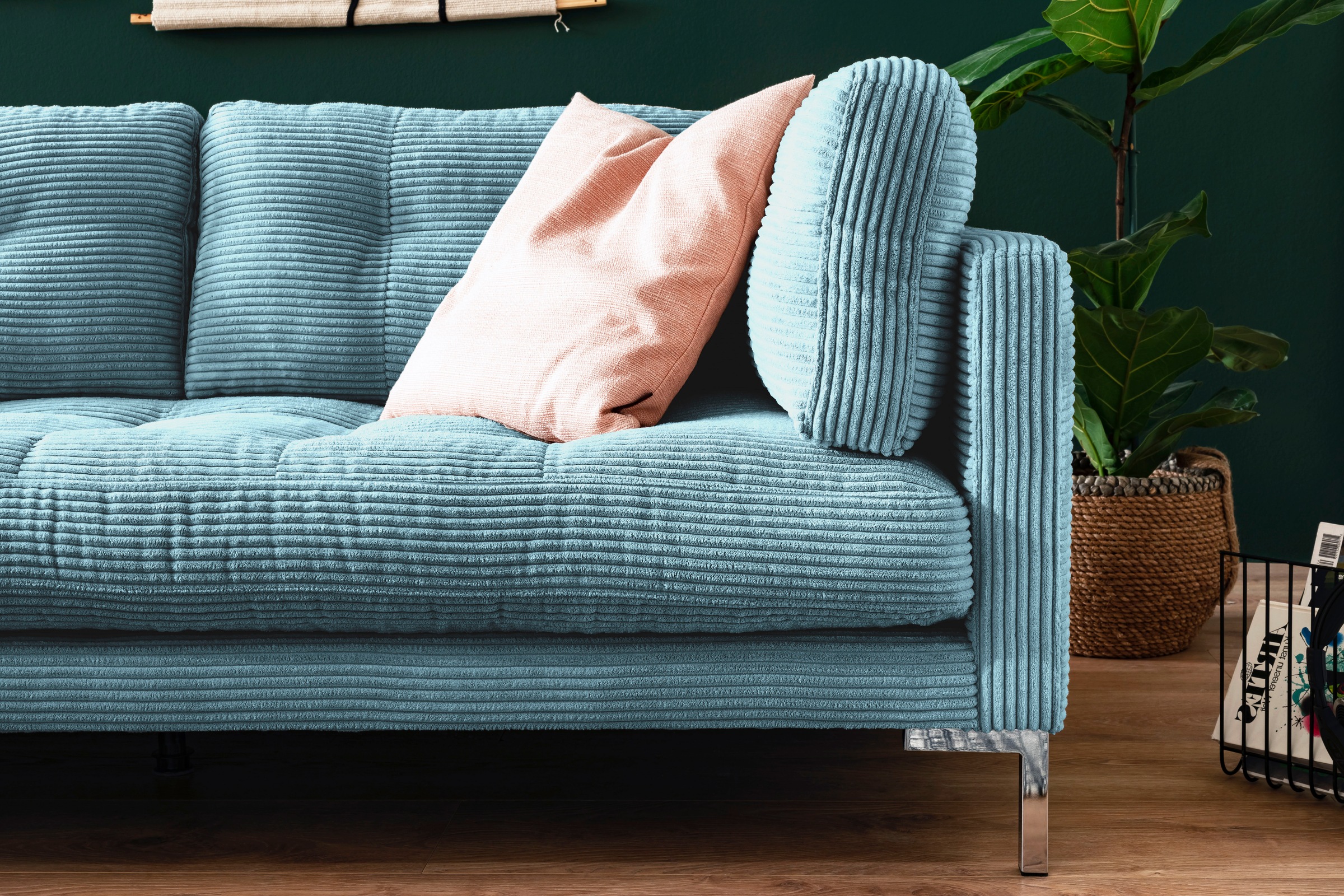 Trends by HG Ecksofa »Landau L-Form«, in Cord-Stoff mit Metallfuß