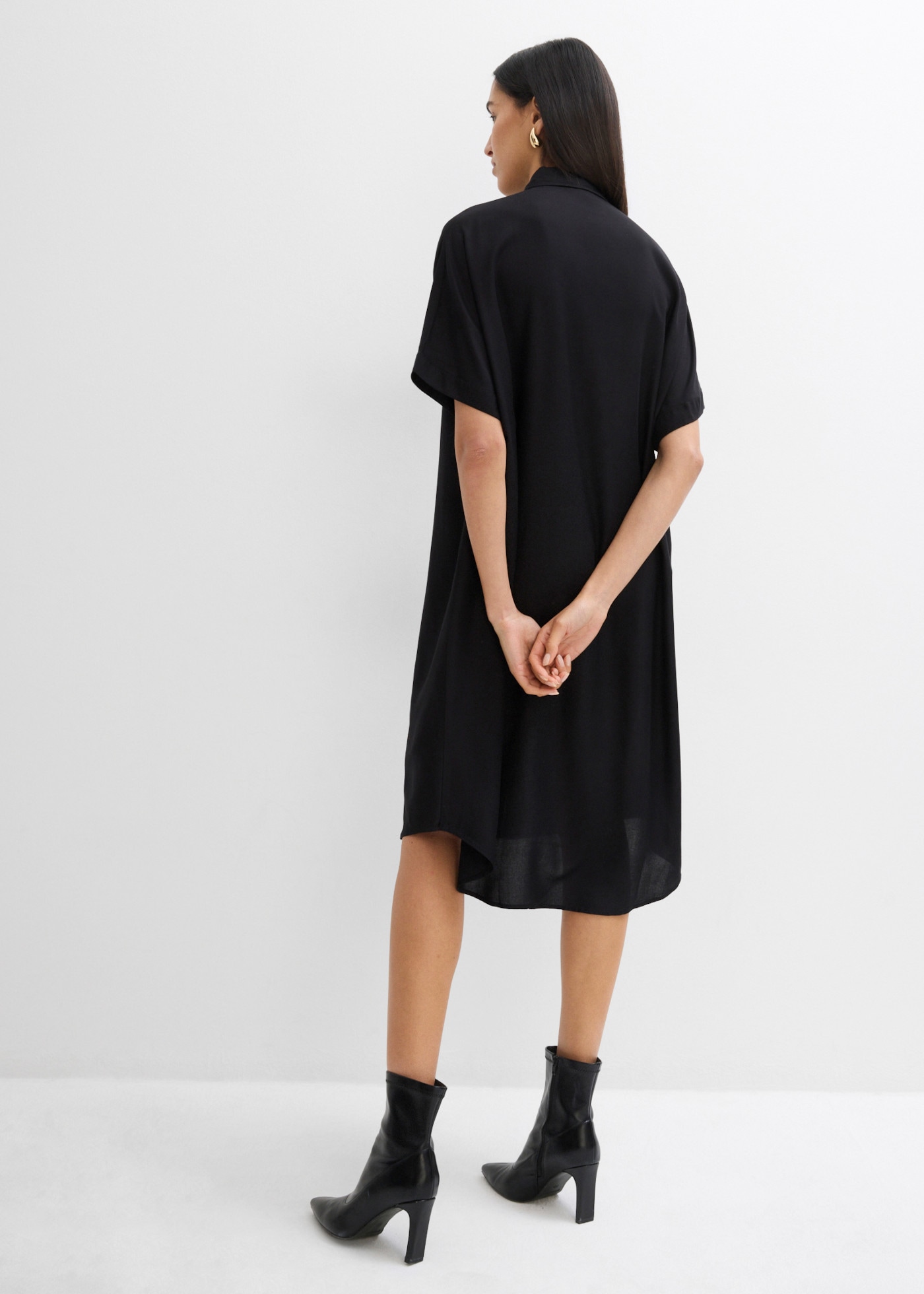 bonprix Blusenkleid Oversize-Passform, aus Viskose, mit Stehkragen