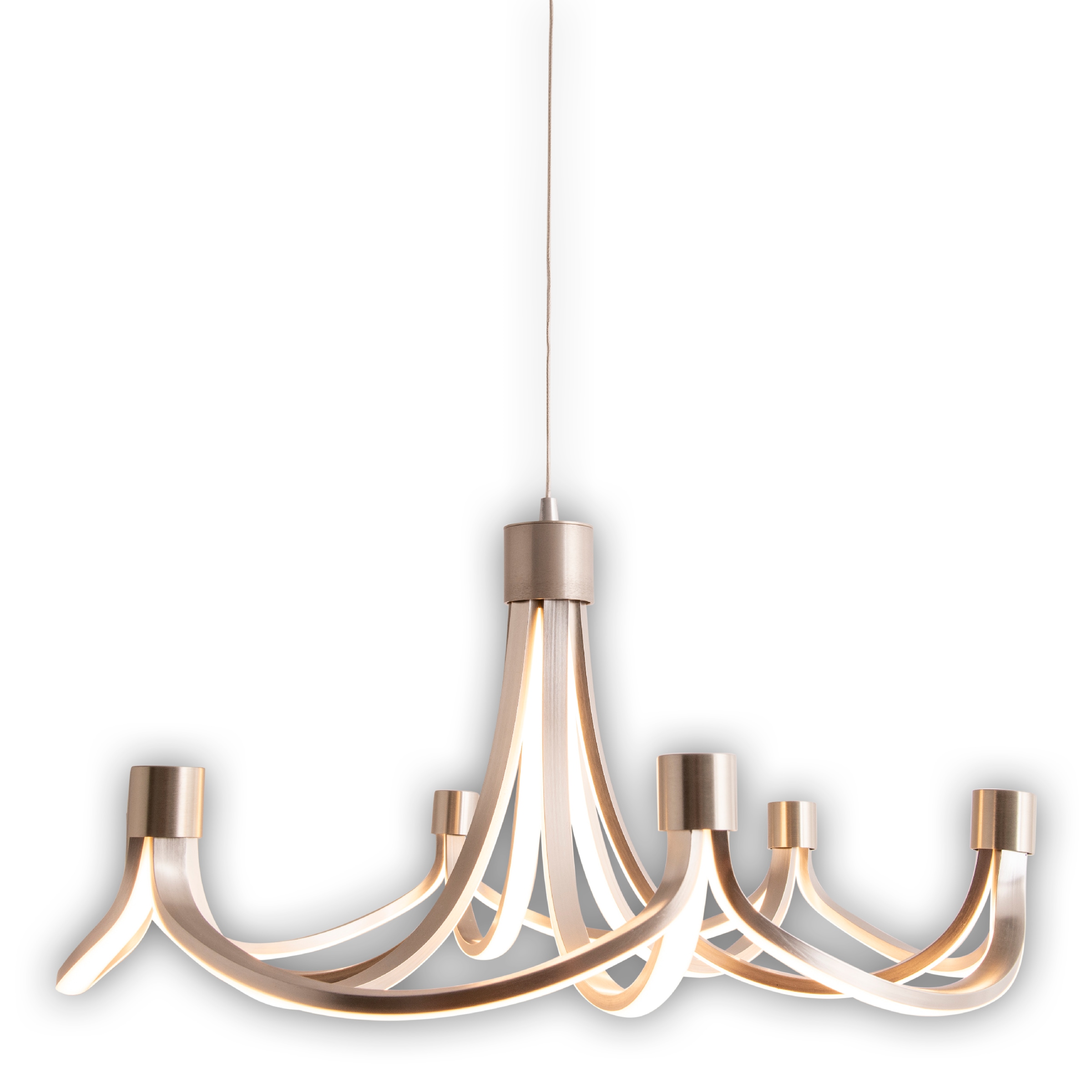 näve LED Pendelleuchte »Festos«, 1 flammig, Leuchtmittel LED-Modul | LED fest integriert, Kronleuchter, stufenweise dimmbar, satiniertes Metall, H: 150cm