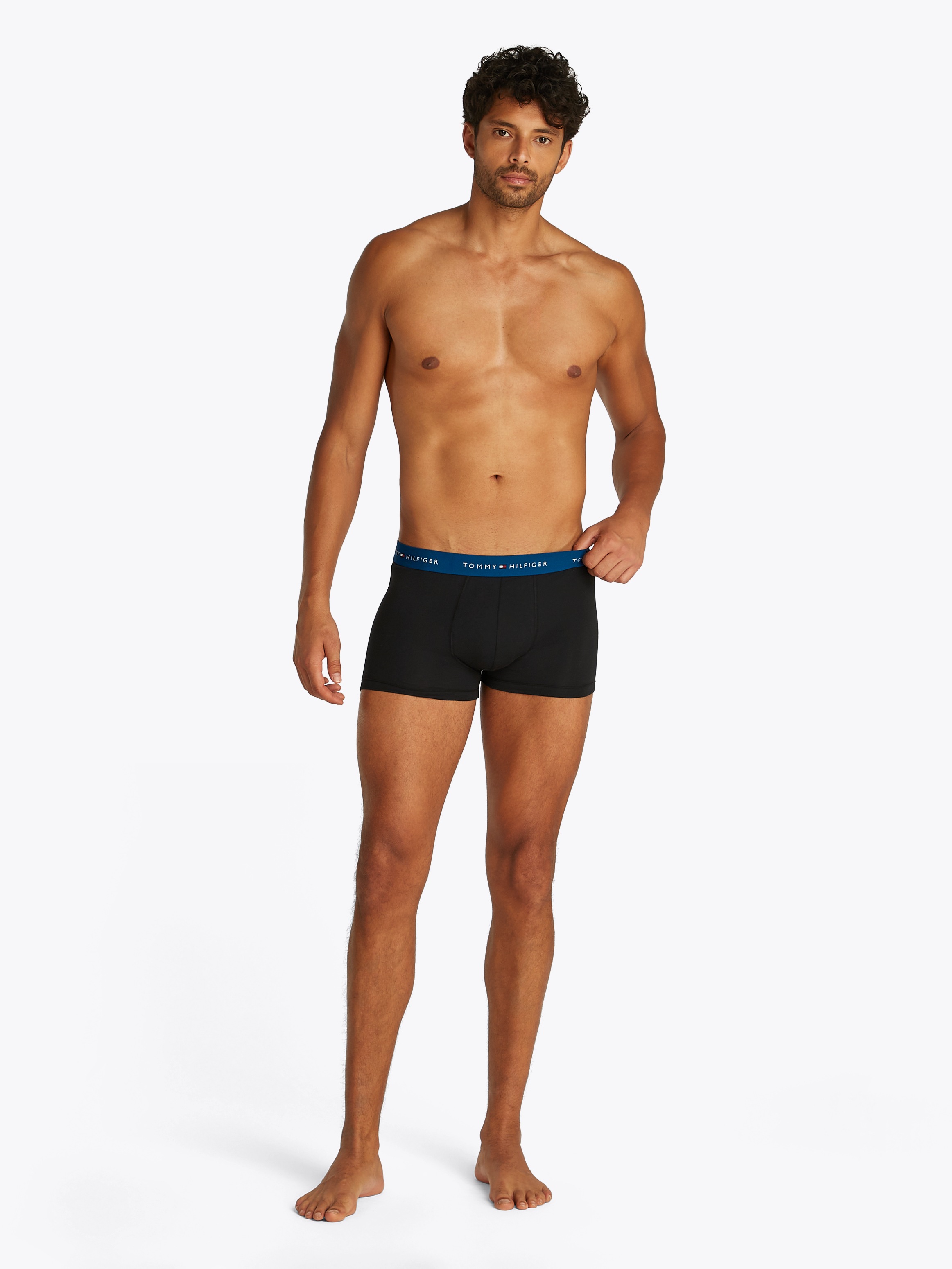 Tommy Hilfiger Underwear Boxer »TRUNK 3 PACK«, (3 St.), mit kontrastfarbenem Logobund