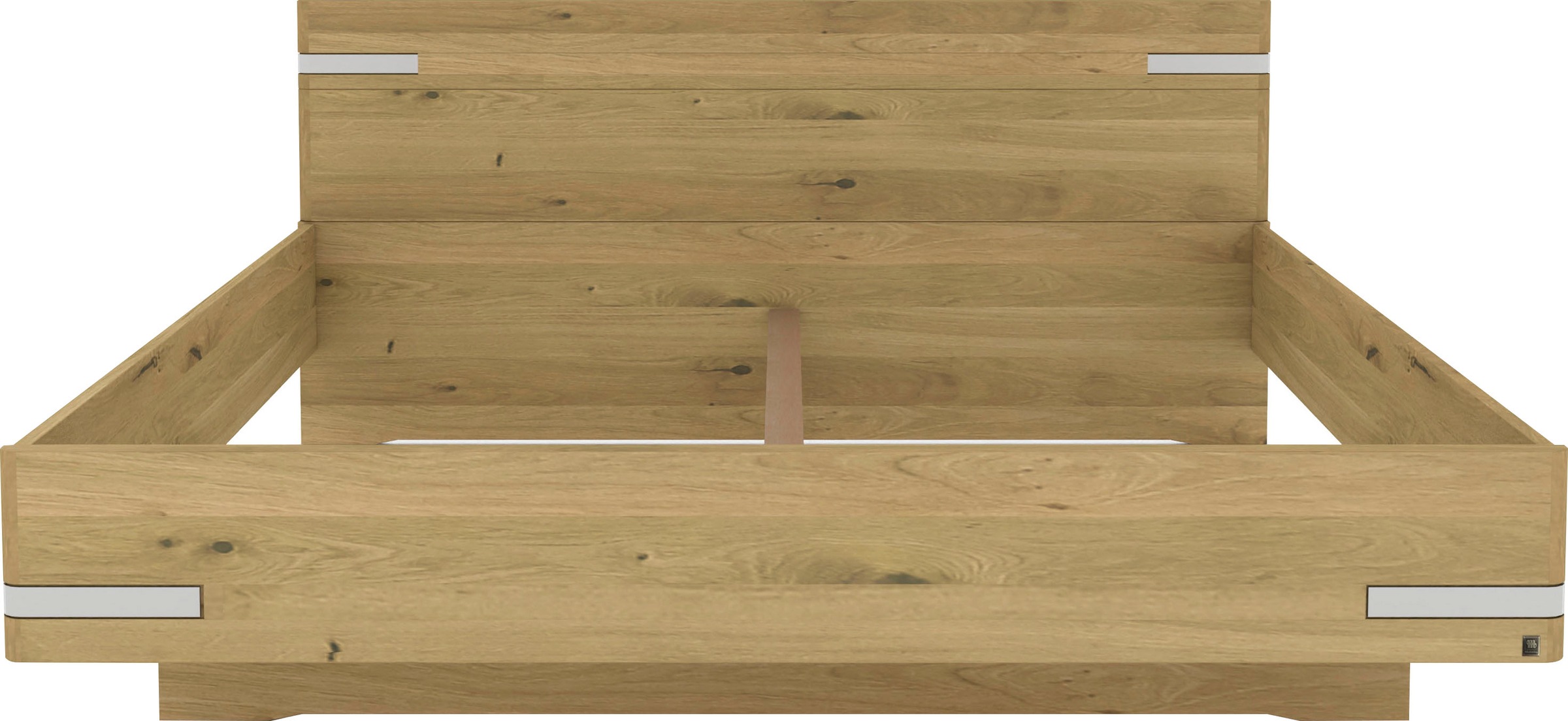 Musterring Holzbett »Savona«, (Belastbarkeit 220 Kg, 4-fache Liegehöhenverstellung, MADE IN GERMANY), Kopfteil in Bianco-Eiche massiv, Details in Chrom, verschiedene Größen
