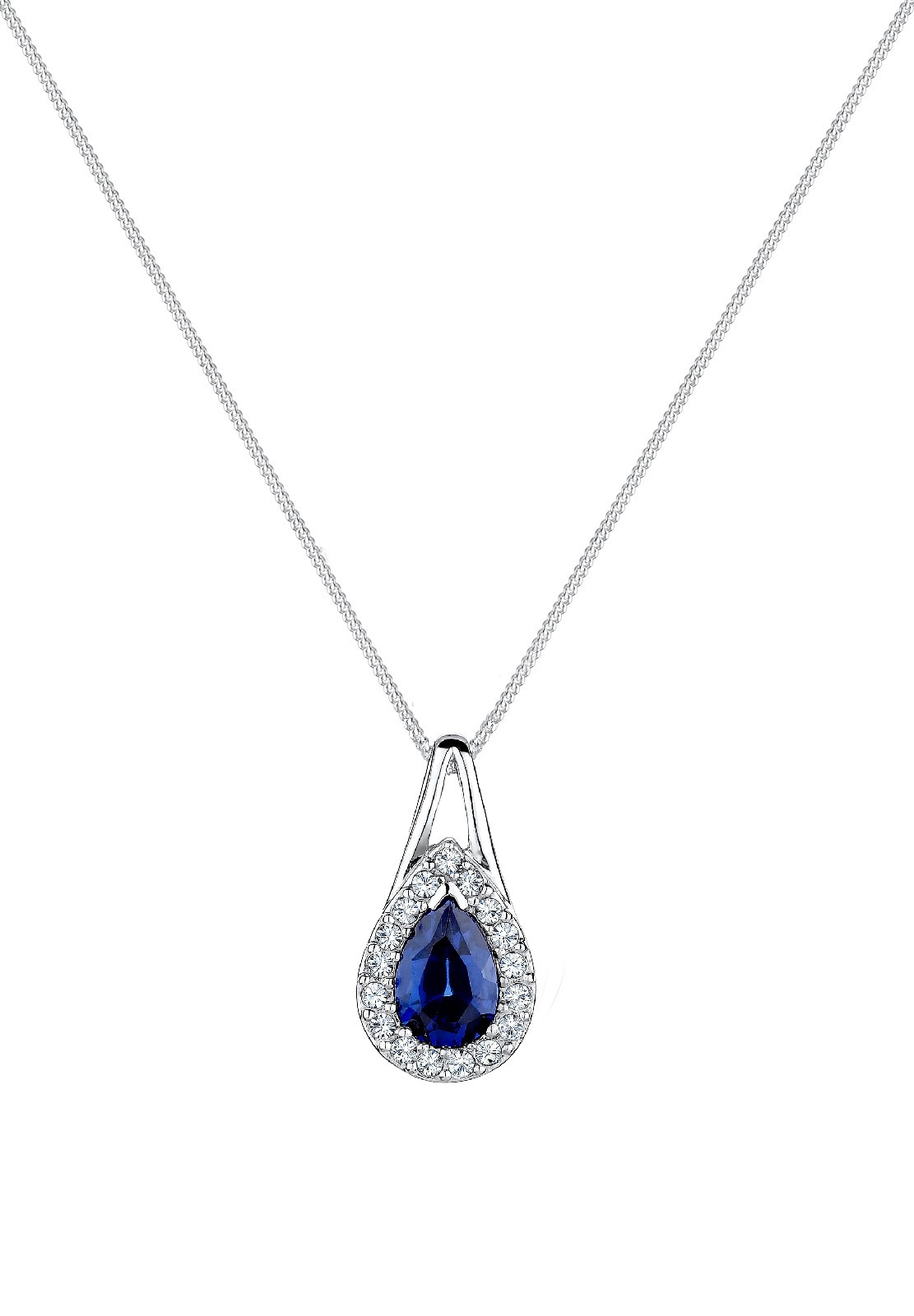 Elli Collierkettchen »Tropfen Synthetischer Saphir Blau 925 Sterling Silber«