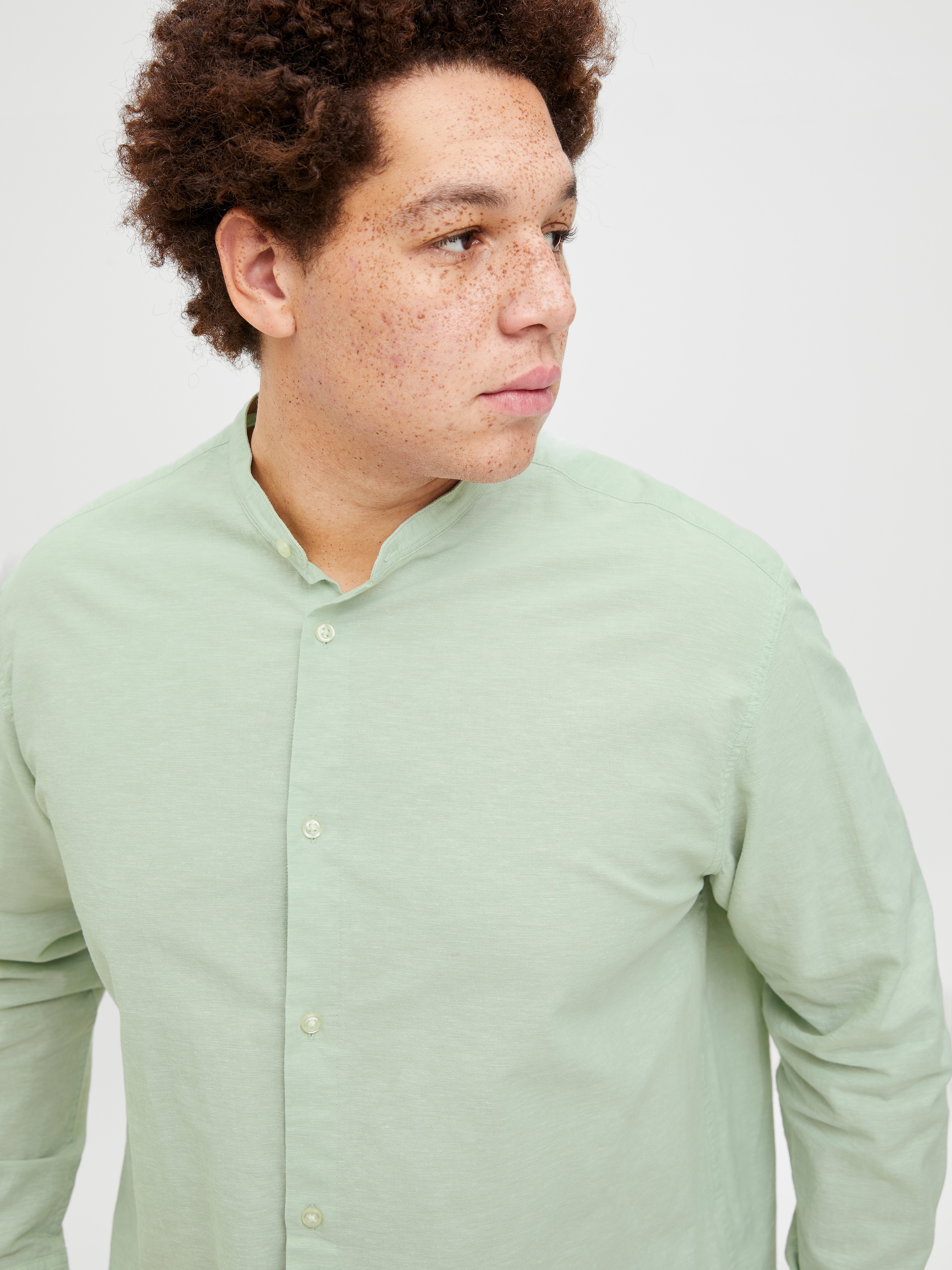 Jack & Jones PlusSize Langarmhemd »JJEBREEZE LINEN BLE BAND SHIRT LS SN PLS«