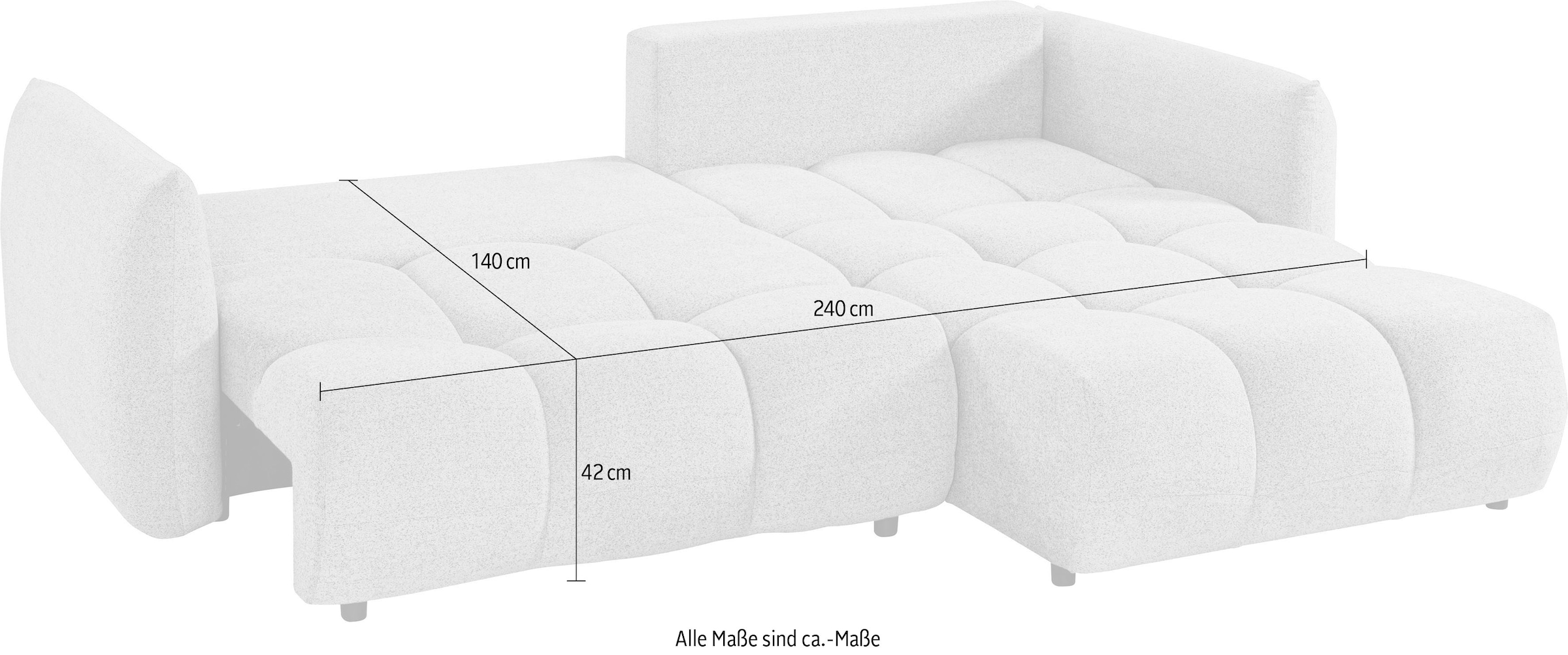 exxpo - sofa fashion Ecksofa »Livonia, B/T: 260/187, modern & praktisch für kleine Räume« Mit Bettfunktion & Bettkasten,hoher Sitzkomfort,inkl. Steppung, L-Form