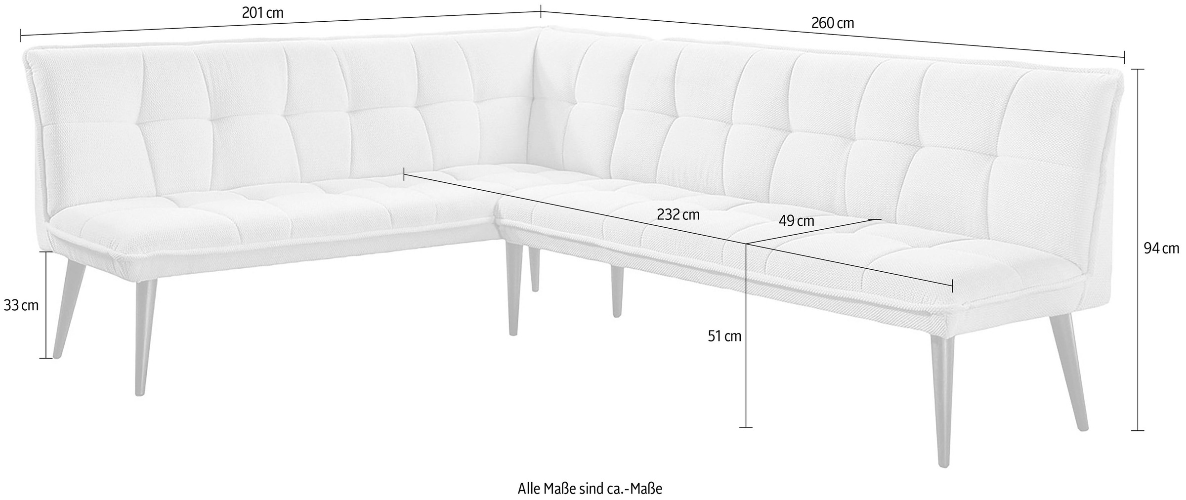 exxpo - sofa fashion Essbank hoher Sitzkomfort, bequem und elegant, hochwertige Detailverarbeitung
