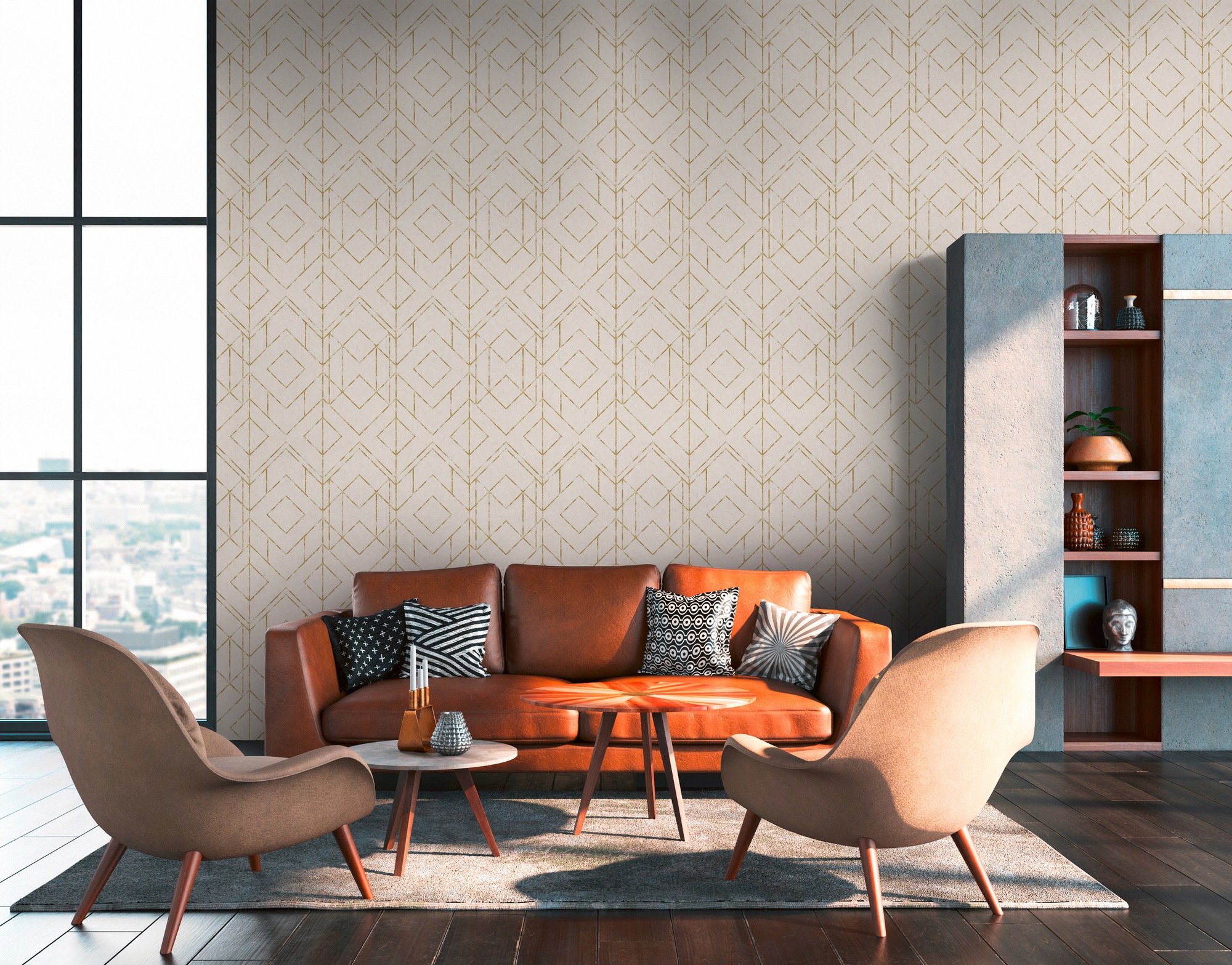 living walls Vliestapete »Metropolitan Stories, Ava New York«, geometrisch-grafisch-Motiv, Orientalische Tapete Geometrisch Tapeten Wohnzimmer Schlafzimmer Flur