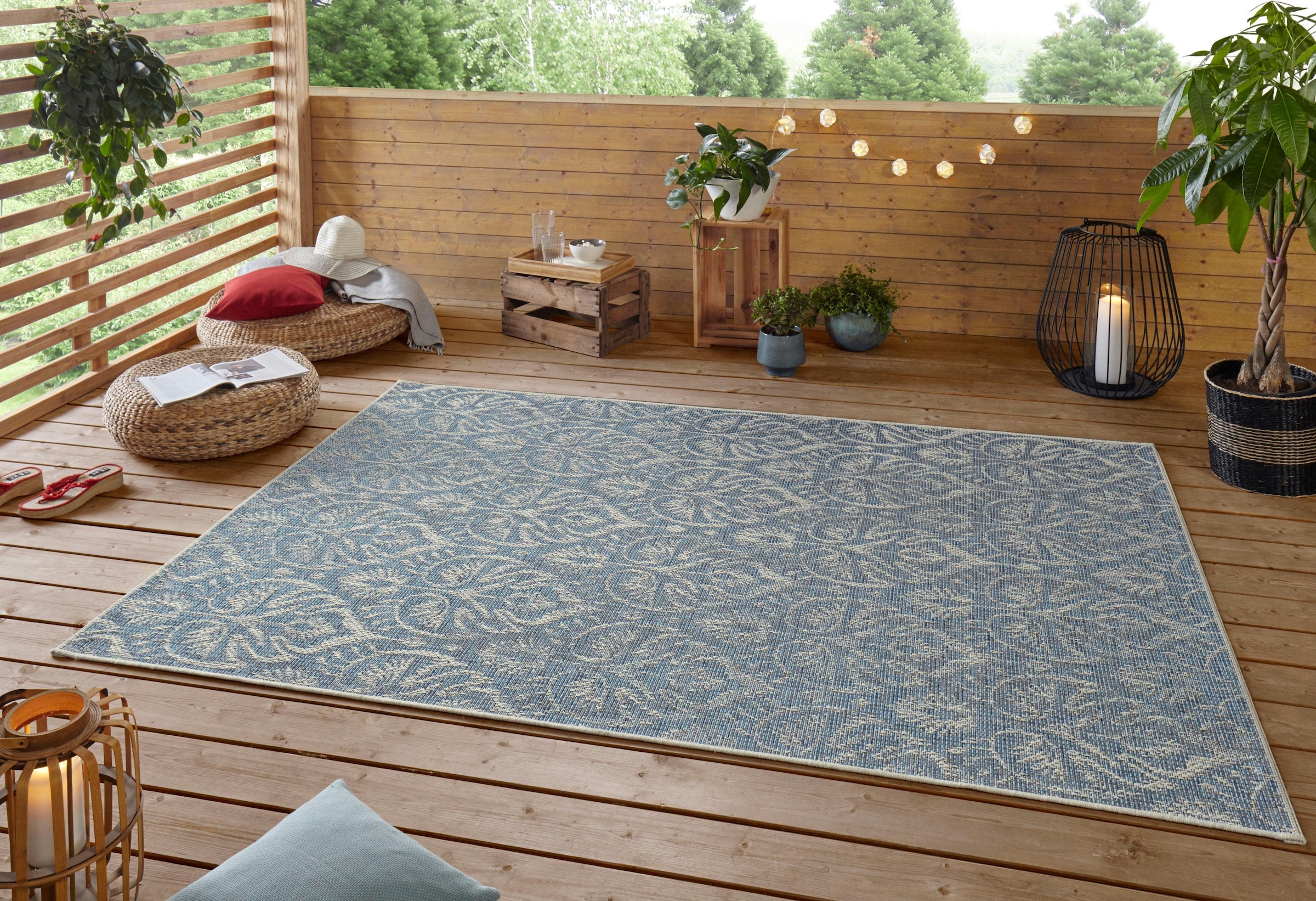 NORTHRUGS Teppich »Choy«, rechteckig, 4 mm Höhe, In-und Outdoor geeignet, Strapazierfähig und pflegeleicht, Flachgewebe