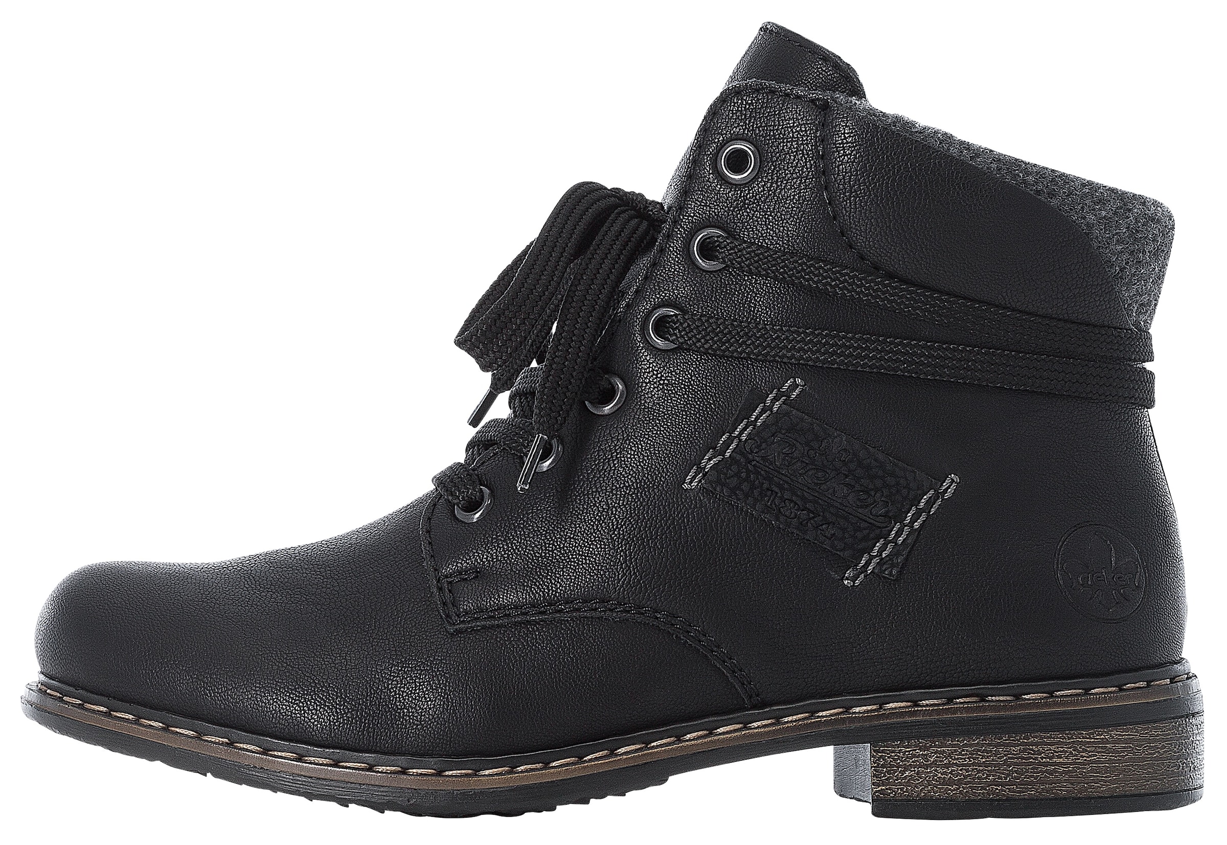 Rieker Schnürstiefelette, Schnürboots, Blockabsatz, mit gepolstertem Schaftabschluss