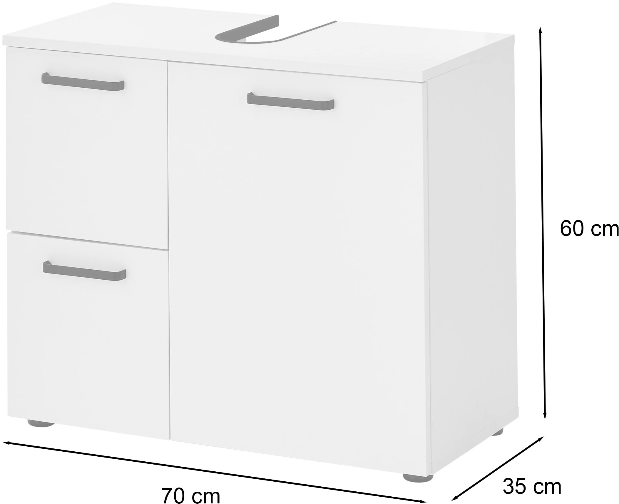 BASIC by Balculina Waschbeckenunterschrank »Vanice, Badezimmerschrank B/H/T 70x60x35cm« 1 Stk. tlg. Breite 70cm, Softclose, FSC-Mix 70%,Made in Europa