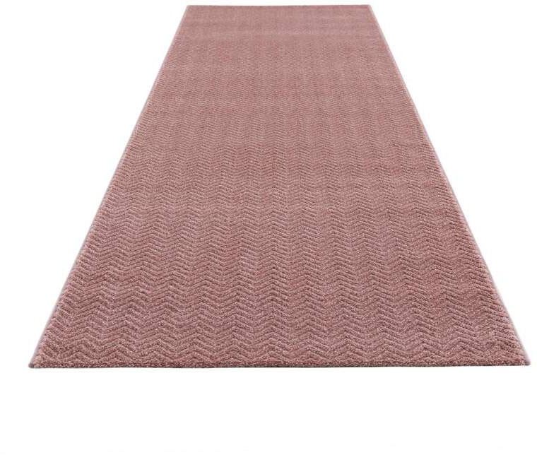Carpet City Teppich »Friseé-Teppich FANCY805«, rechteckig, 12 mm Höhe, Läufer, Kurzflor, Einfarbig, 3D-Optik, Zickzack Look, Wohnzimmer