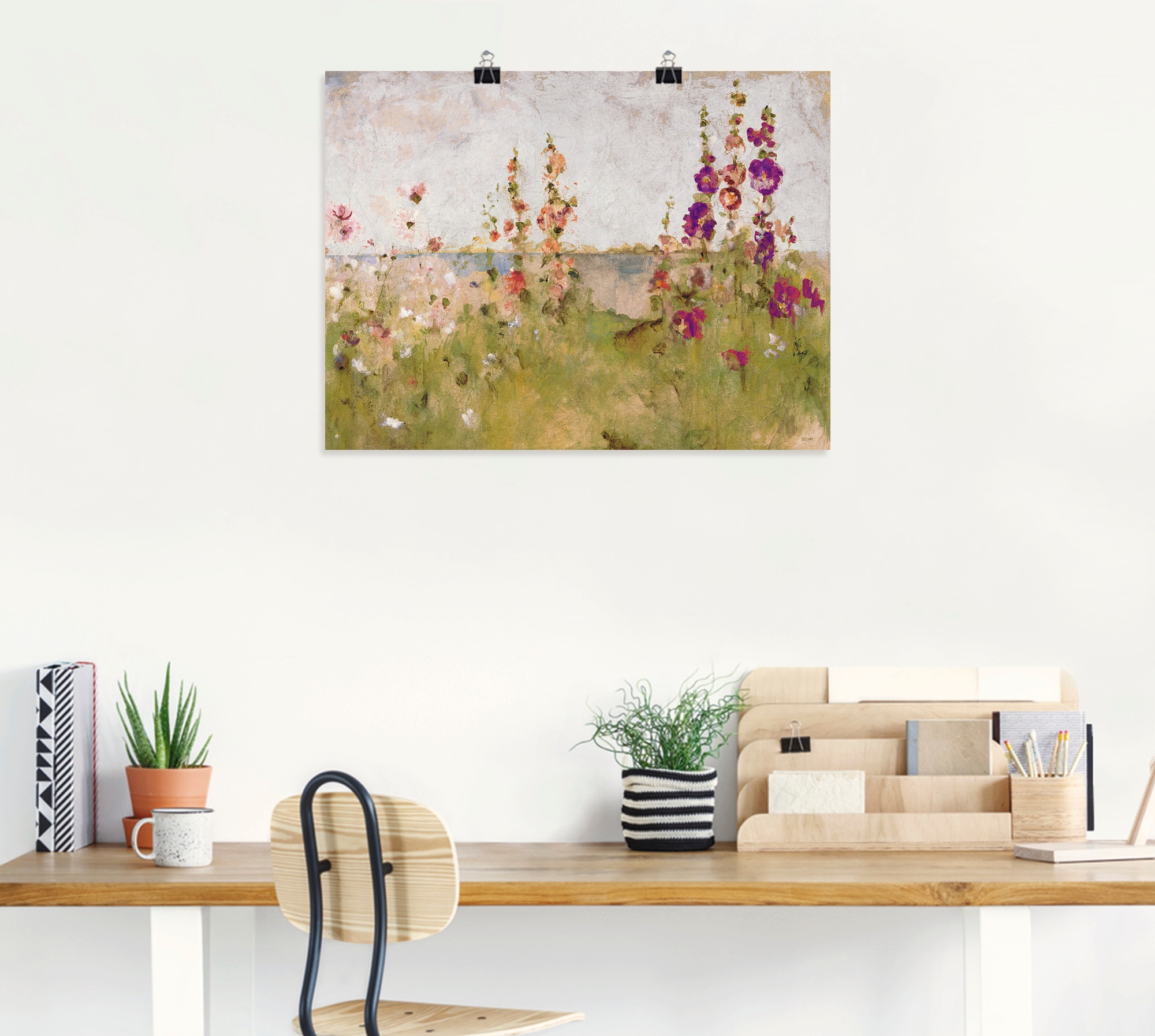 Artland Wandbild »Stockrosen am Meer«, Blumen, (1 St.), als Leinwandbild, Poster, Wandaufkleber in verschied. Größen