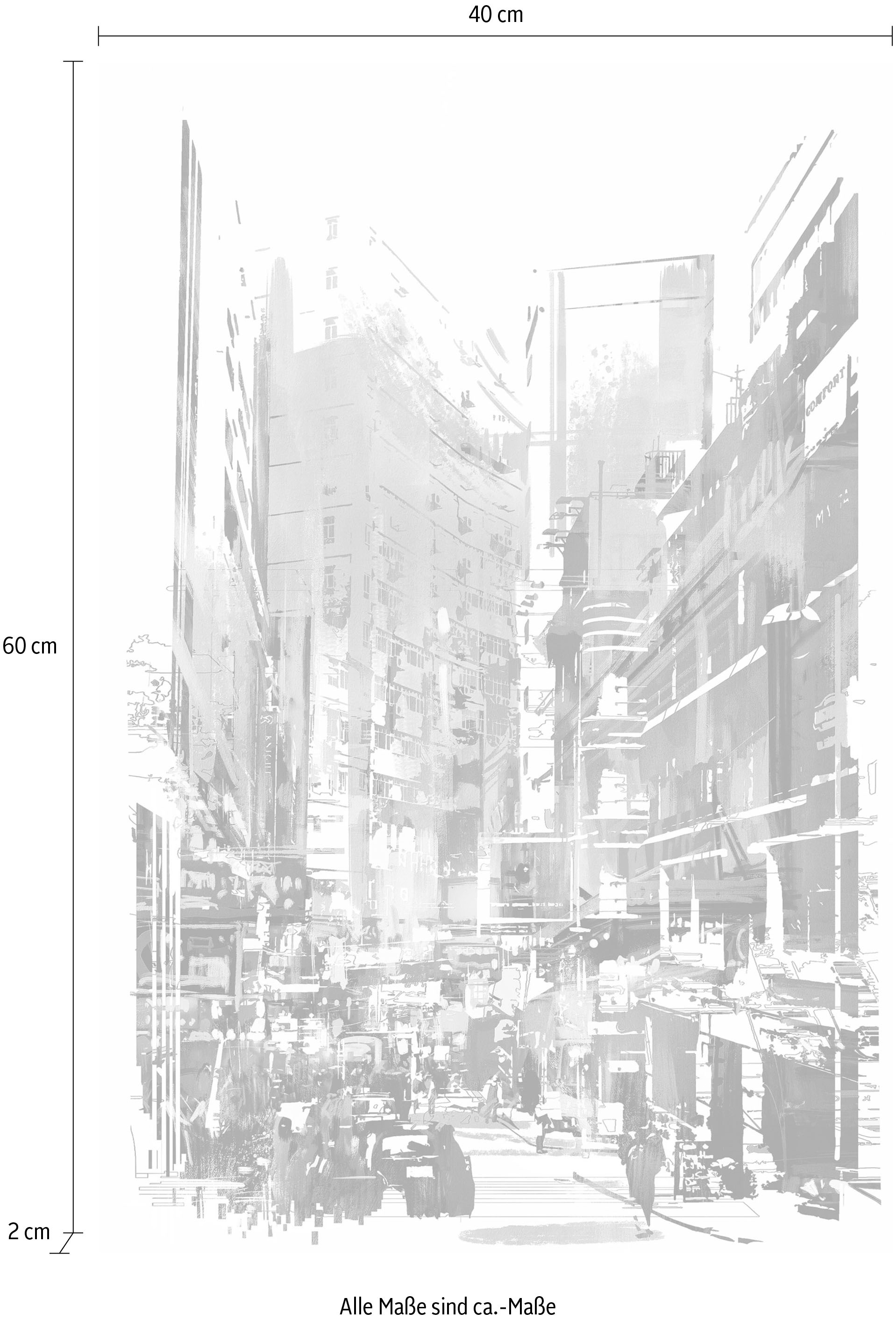 queence Leinwandbild »Stadt bunt« Abstrakte | Menschen | Städte Premium-Leinwandstoff, Handarbeit aus Deutschland