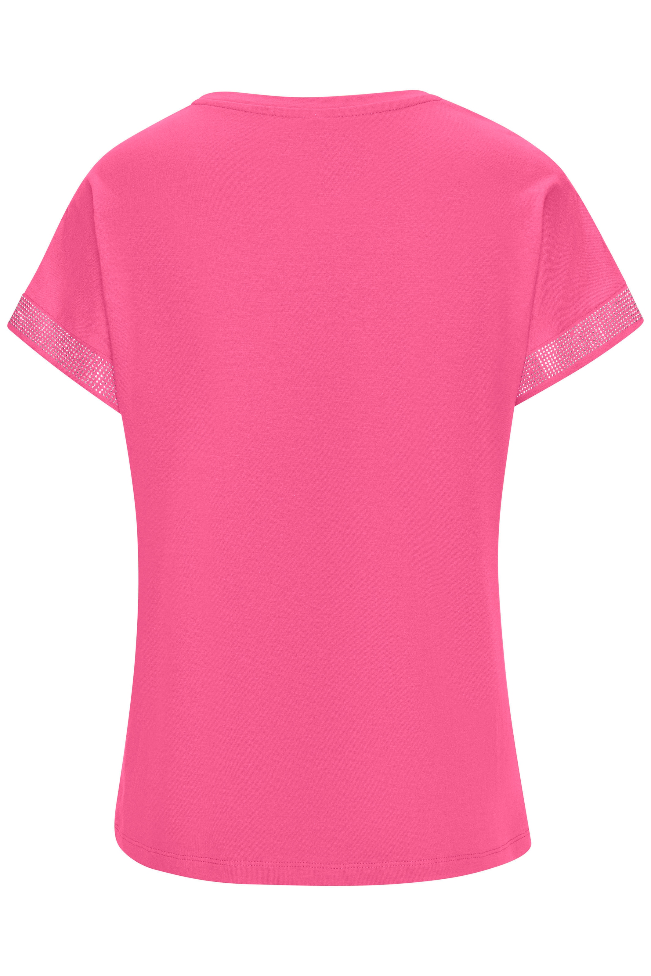 LASCANA Kurzarmshirt »mit glitzernem Strass-Design am Arm«, aus weicher Baumwoll-Qualität