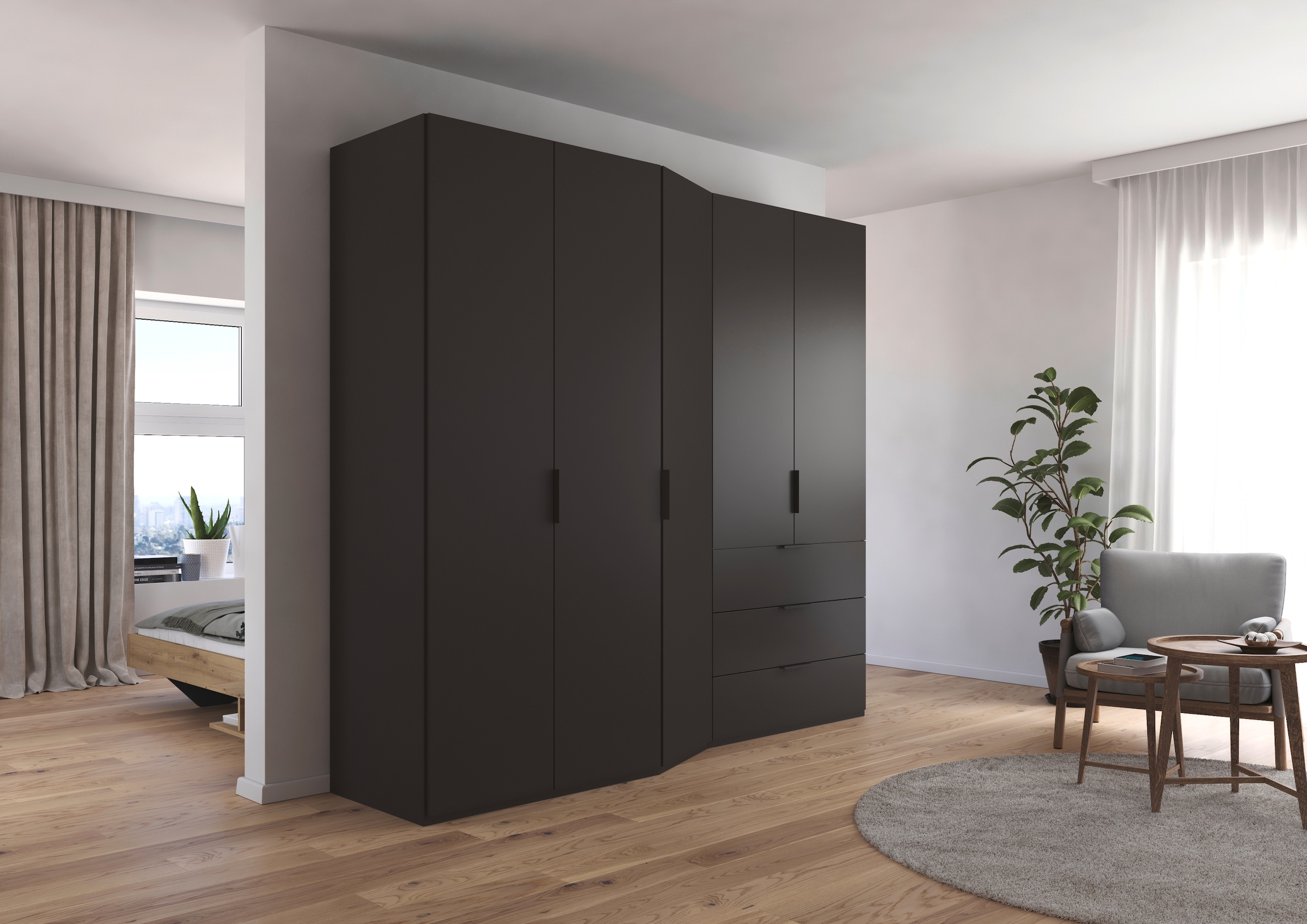 rauch Drehtürenschrank »Kleiderschrank Schrank Garderobe Wäscheschrank WAVE«, in 2 unterschiedlichen Tiefen, mit Soft-Close Funktion MADE IN GERMANY