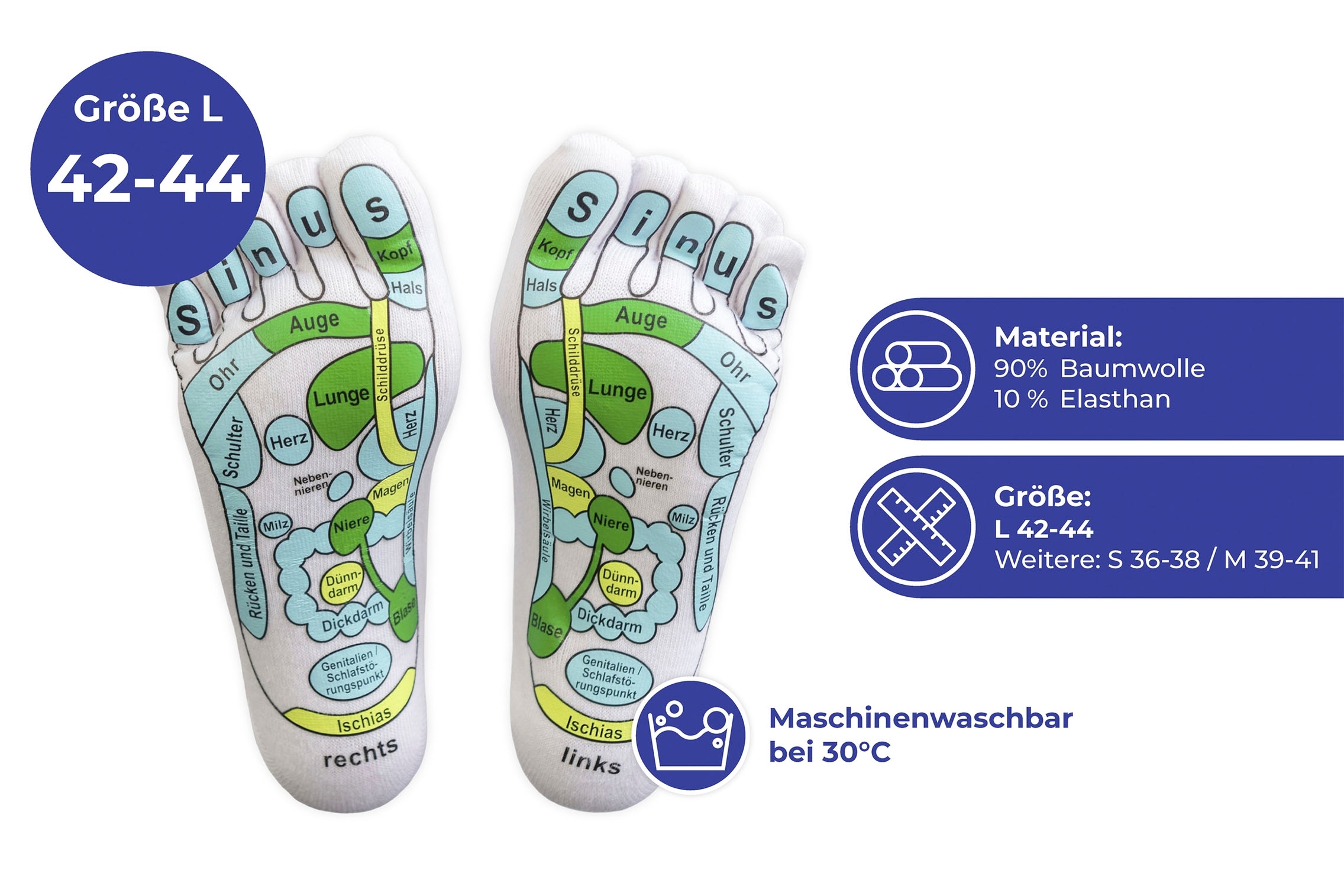 Maximex Fußreflexzonen-Massagematte »mit Socken«, (Set, 2 tlg.), Größe L