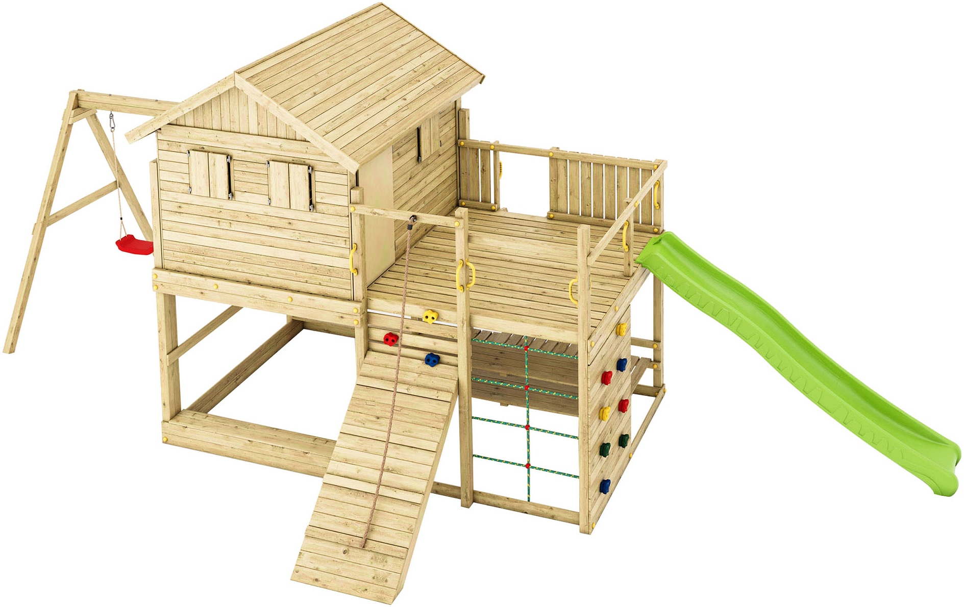 FUNGOO Spielturm »ALOHA« mit Spielhaus und Terrasse, Doppelschaukel