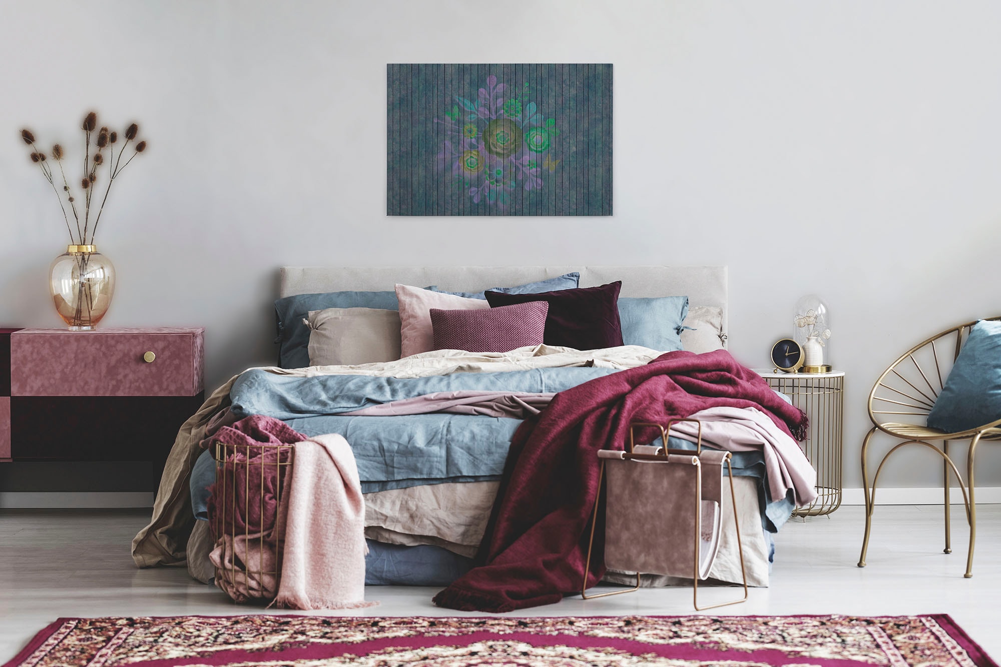 A.S. Création Leinwandbild »spray bouquet«, Kunst-Blumen-Kinder, (1 St.), Keilrahmen Holz Blumen Floral Grafitti Leinwand-Bild Wohnzimmer modern