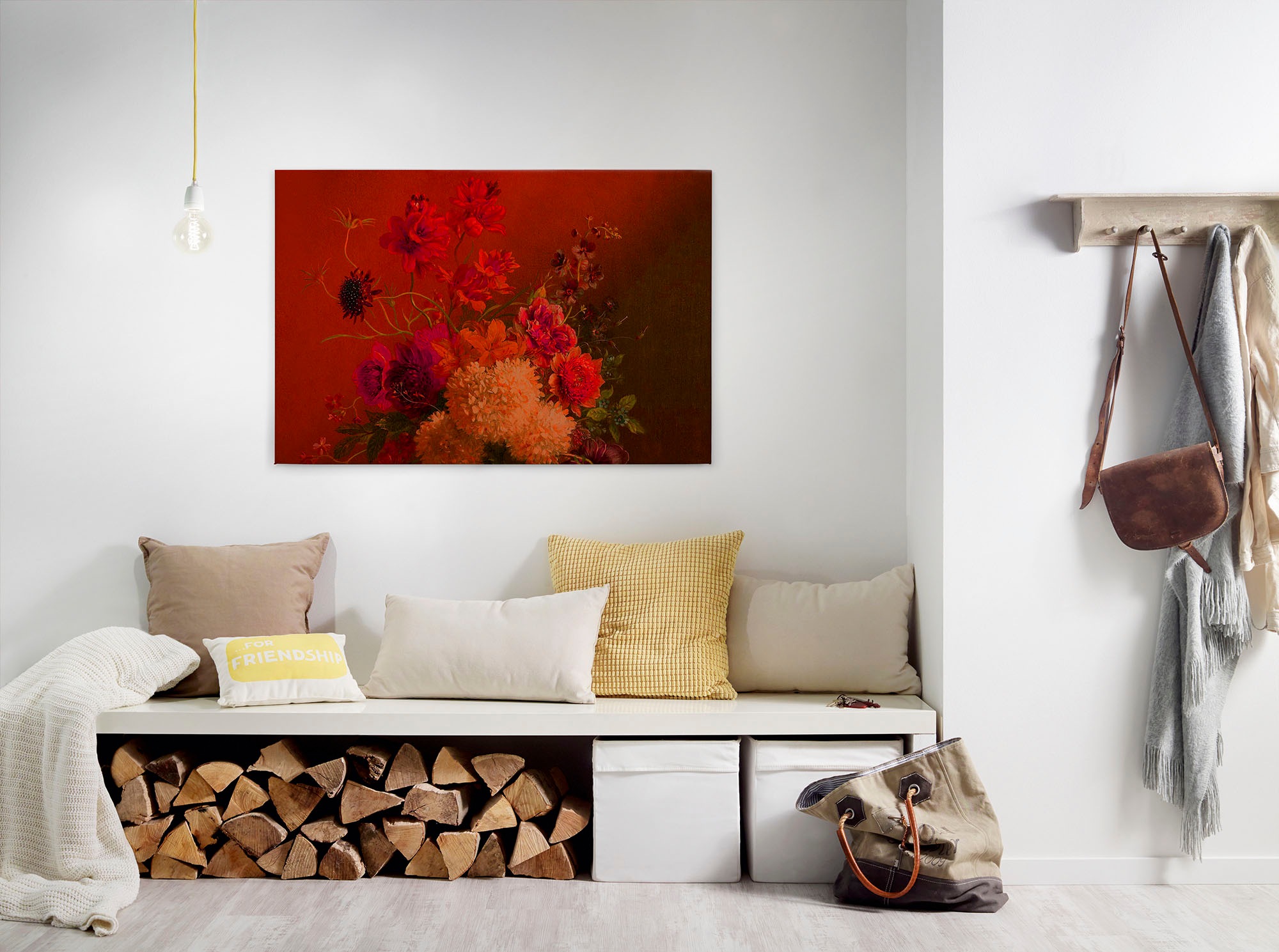 Bricoflor Leinwand Bild In Pink Gemälde Wandbild Mit Blumen Im Stillleben S günstig online kaufen