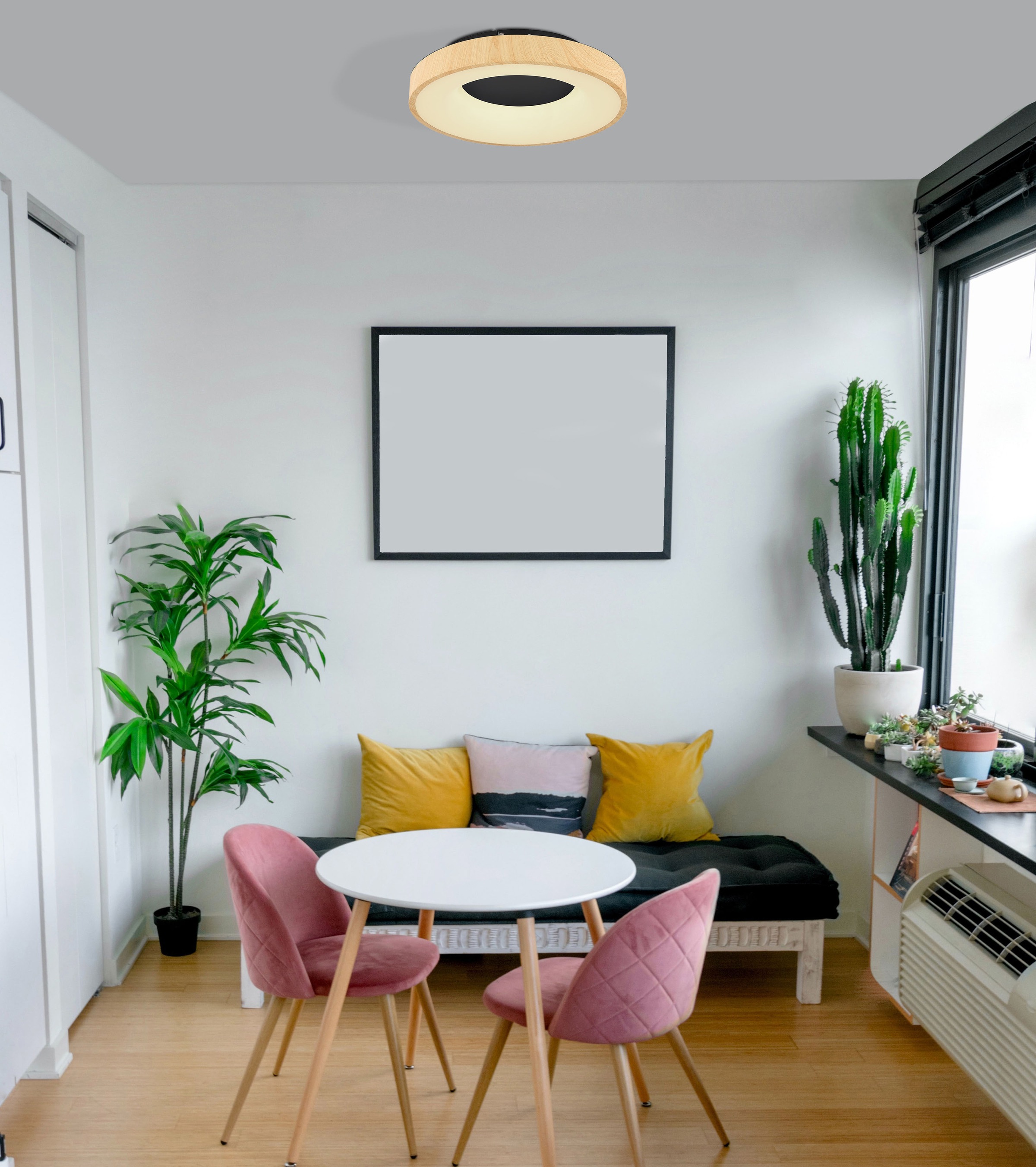 GLOBO LIGHTING LED Deckenleuchte »JOLLI«, Leuchtmittel LED-Modul | LED fest integriert, Deckenlampe/holzoptik/rund/Wohnzimmer/Schlafzimmer/CCT 2700-6000K