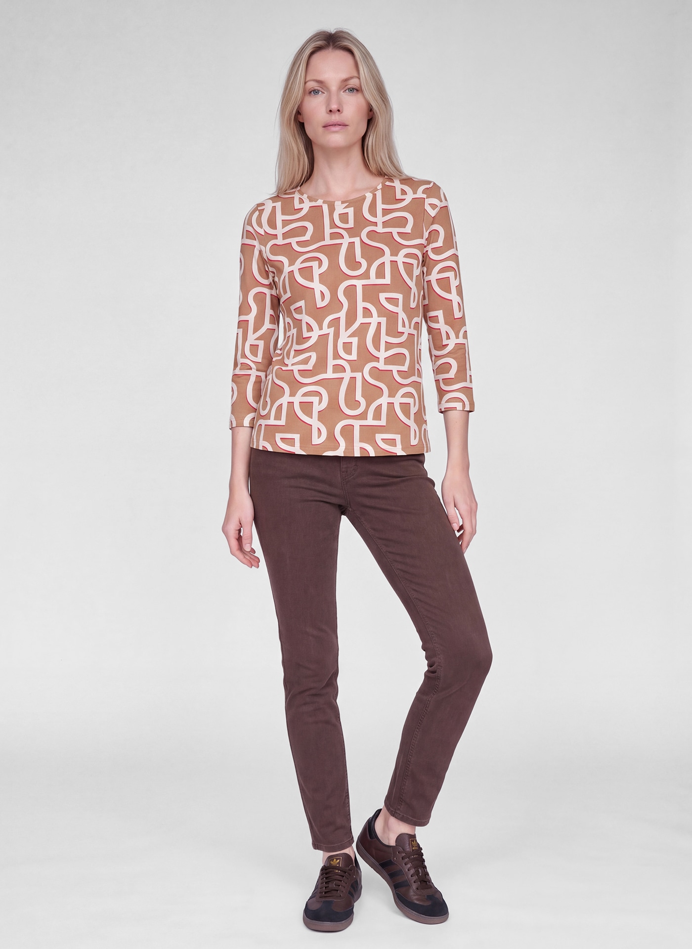 Rabe 3/4-Arm-Shirt Gemustertes Shirt mit Stretch