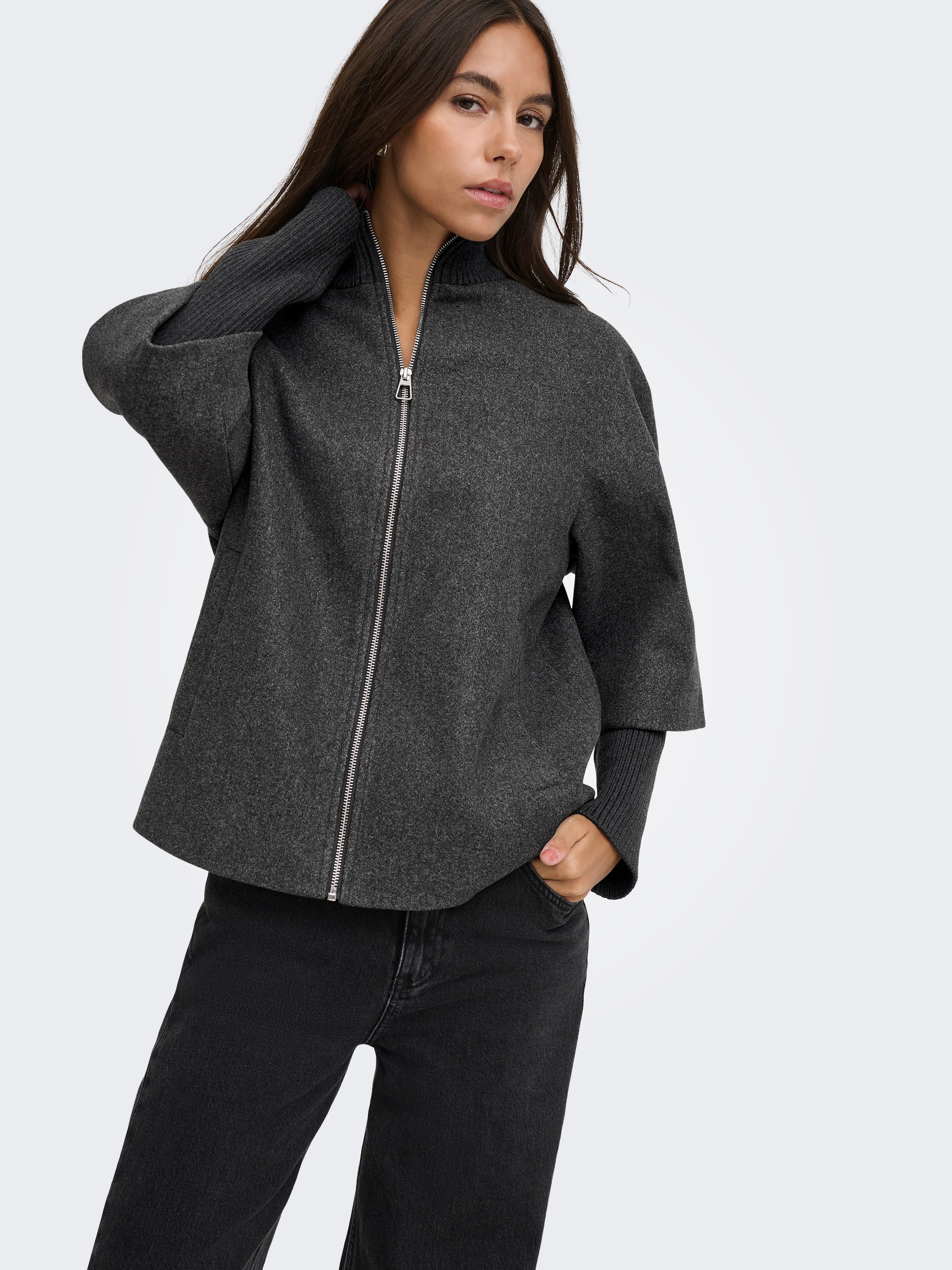 JDY Kurzjacke »JDYMEMORY RIB SHORT JACKET OTW NOOS« Kunstfaser
