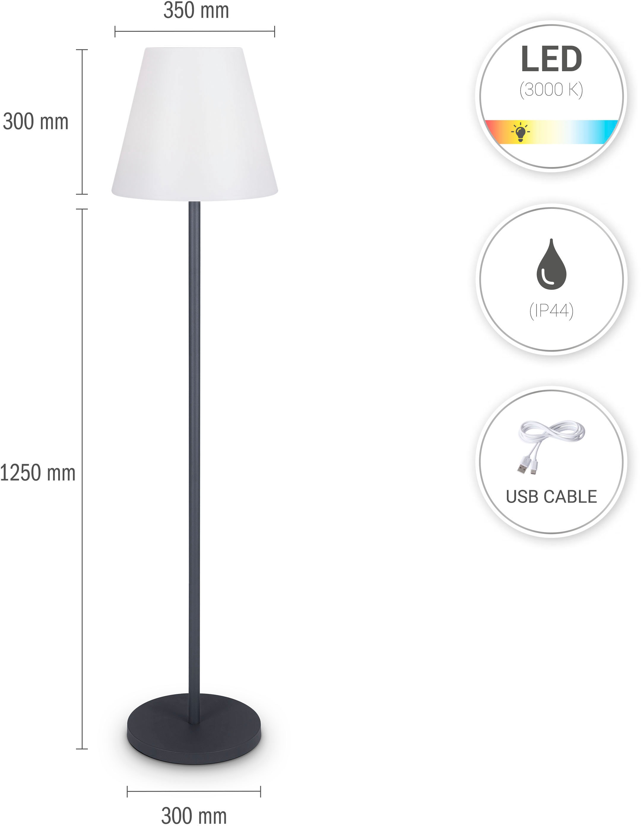Paco Home Stehlampe »JEN«, In IP44 LED online Wasserdicht kaufen Terrasse Und Outdoor Akku Garten Aufladbar